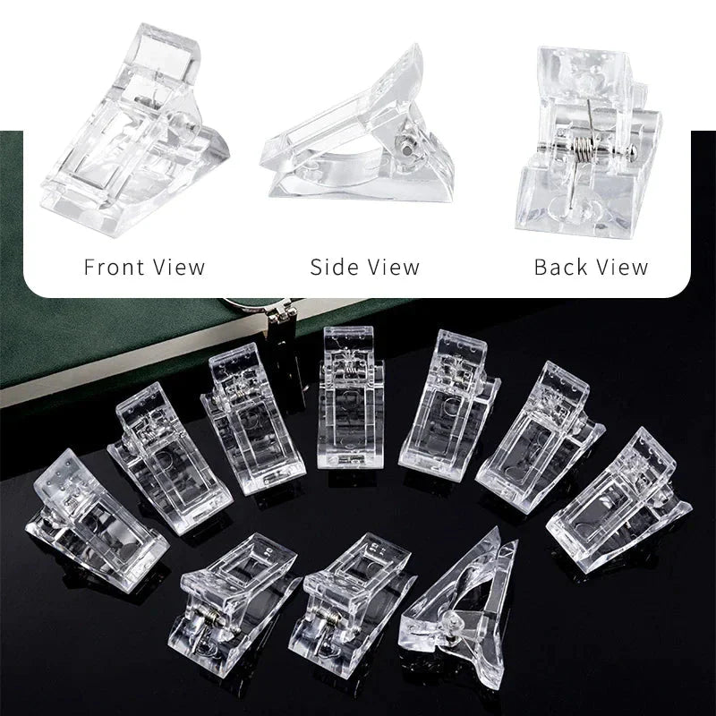 10-Piece Nail Tips Clip Set - Quick Poly Gel Extension Clamps