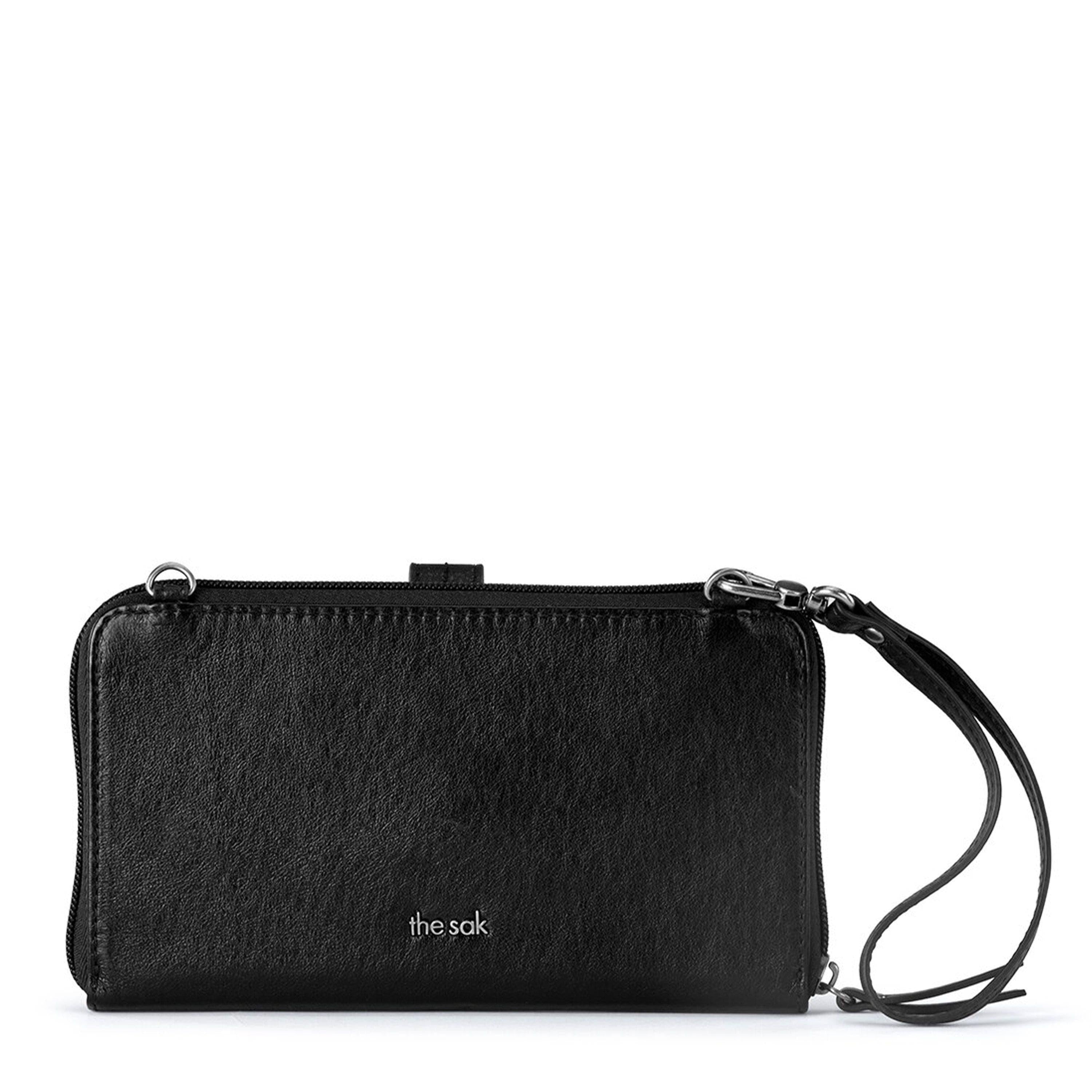 Cartera para smartphone Iris - Cuero - Hoja negra en relieve