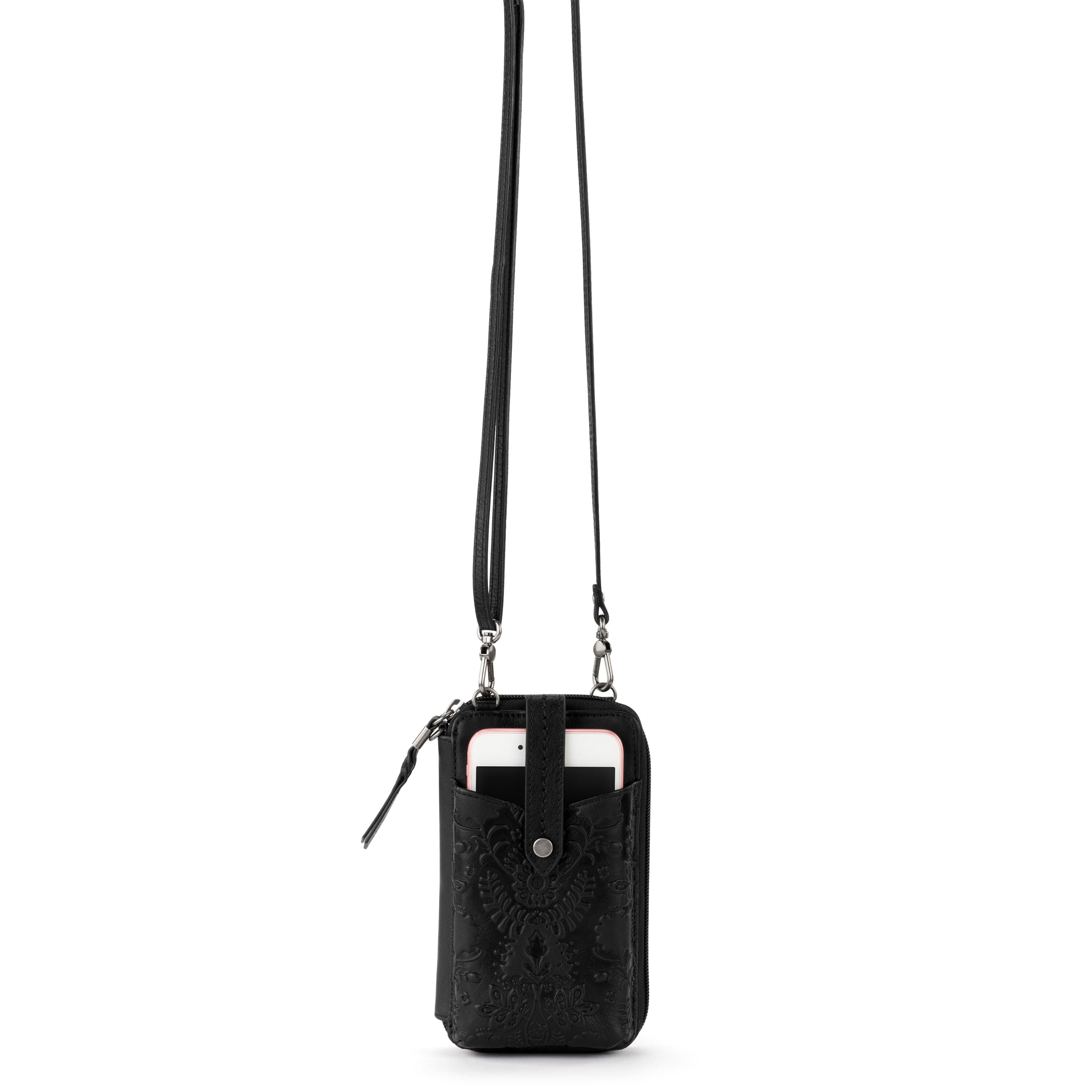 Cartera para smartphone Silverlake - Cuero - Diseño floral negro en relieve