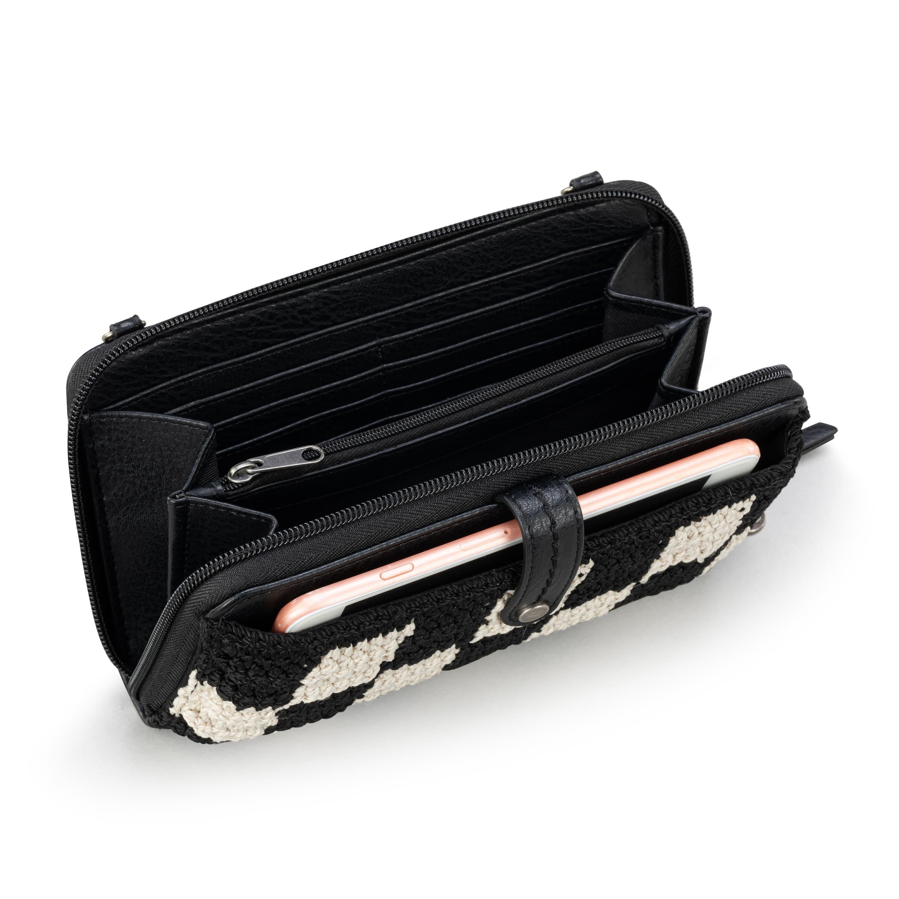 Cartera para smartphone Iris - Tejida a mano - Cuadros negros