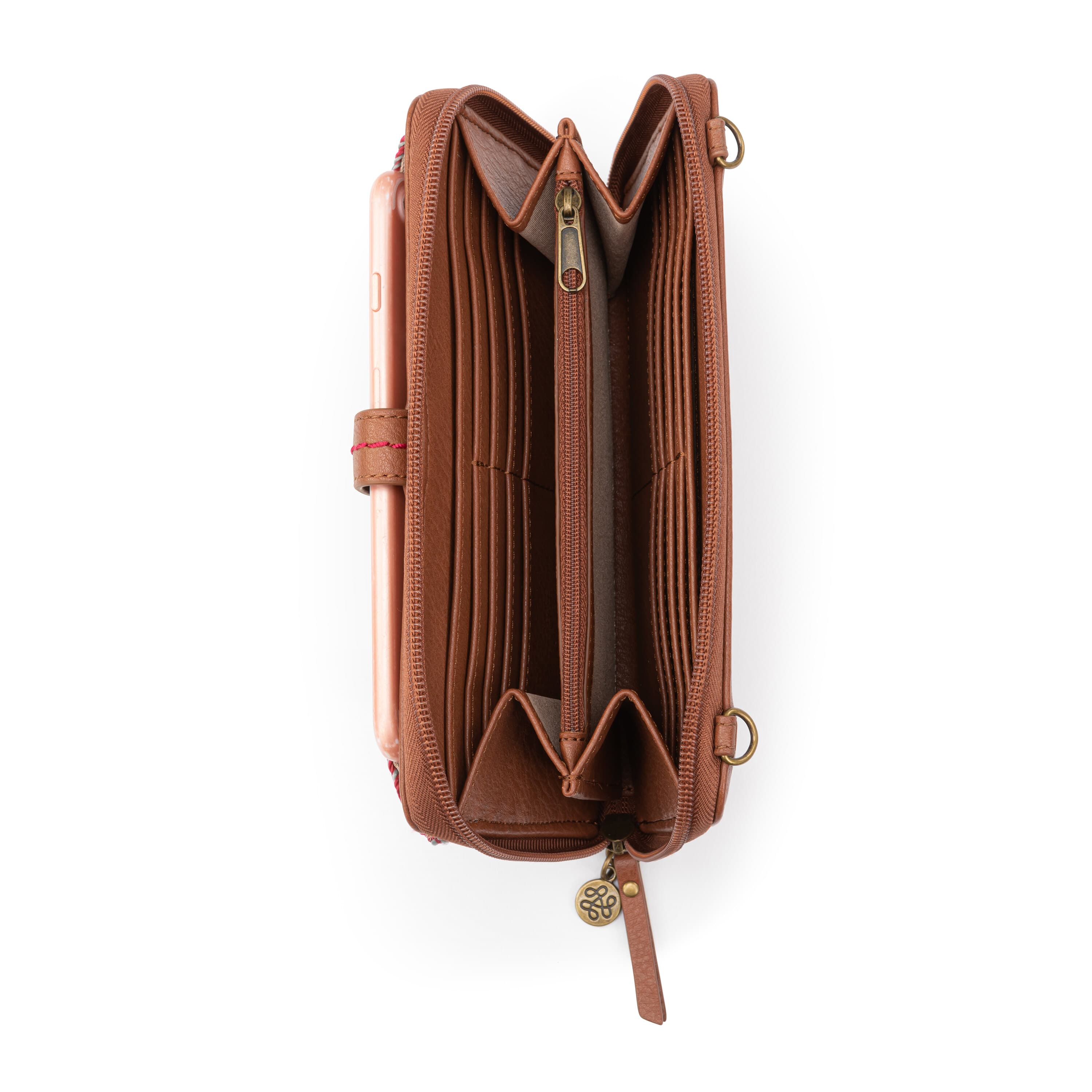 Cartera para smartphone Iris - Crochet a mano - Rayas al atardecer