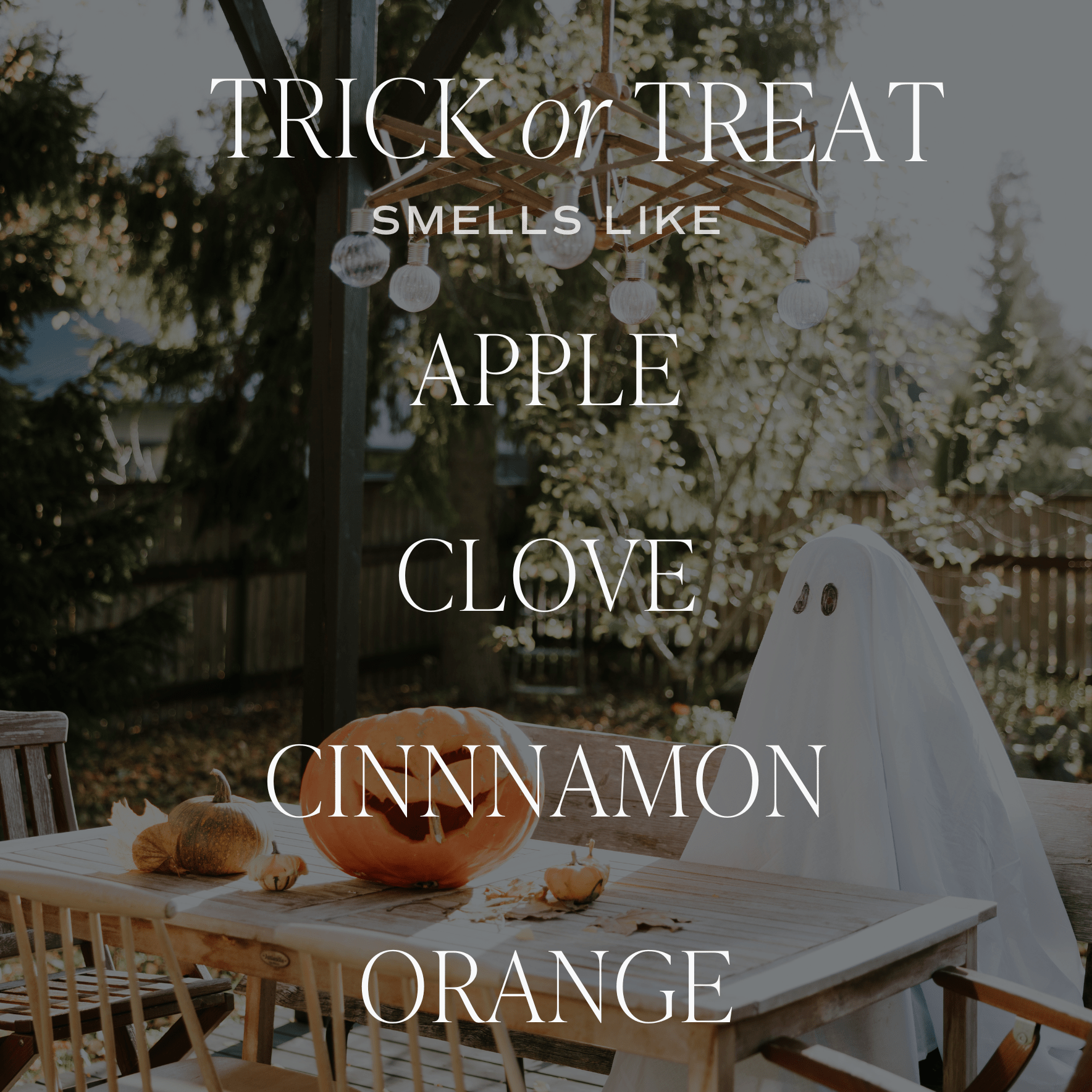 Vela de soja "Truco o trato" - Estampada, 250 g - Tarro transparente (estilo rústico)