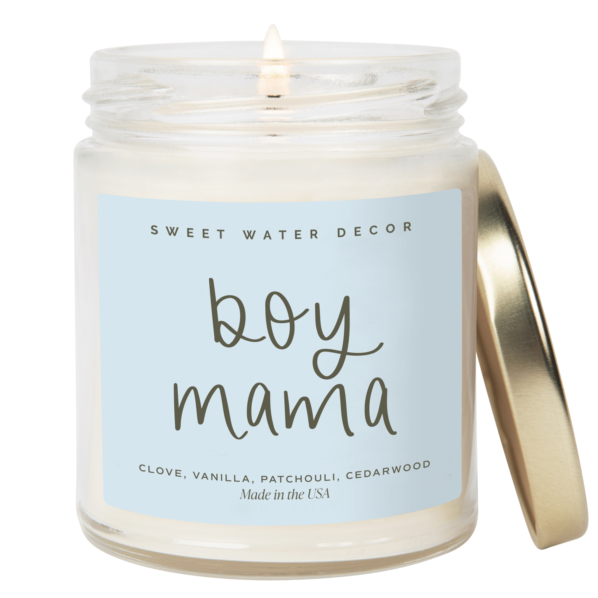 Boy Mama Soy Candle - Clear Jar - 9 oz (Palo Santo Patchouli)