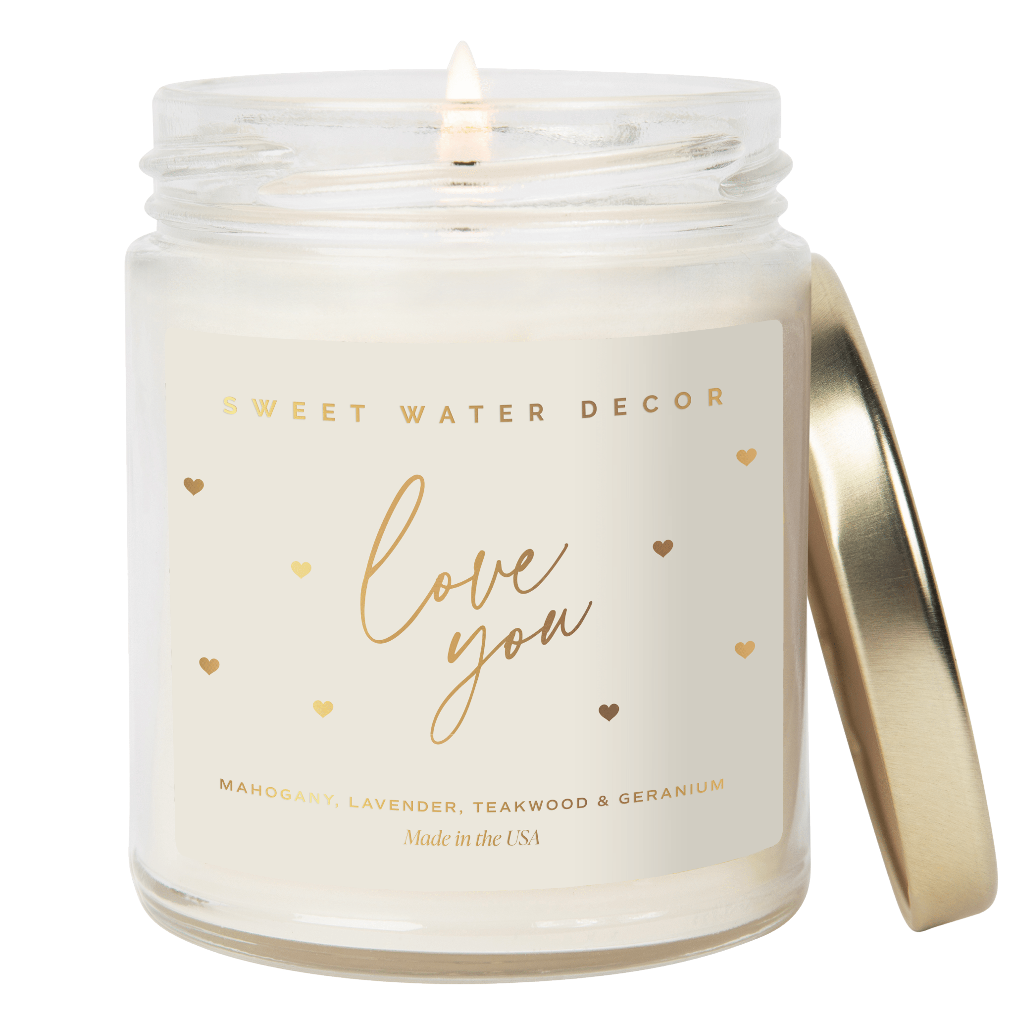 Vela de soja estampada "Love You" - Tarro transparente - 250 g