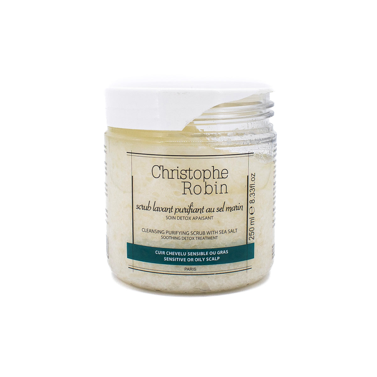 Exfoliante para el cuero cabelludo con sal marina de Christophe Robin, 226 g (para pieles dañadas)