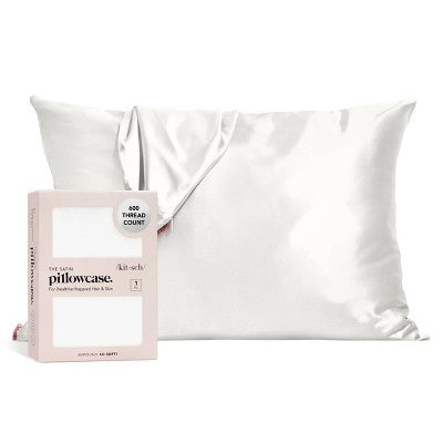 Funda de almohada Kitsch tamaño queen con número de hilos; satén estándar, color marfil - Imperfect Box