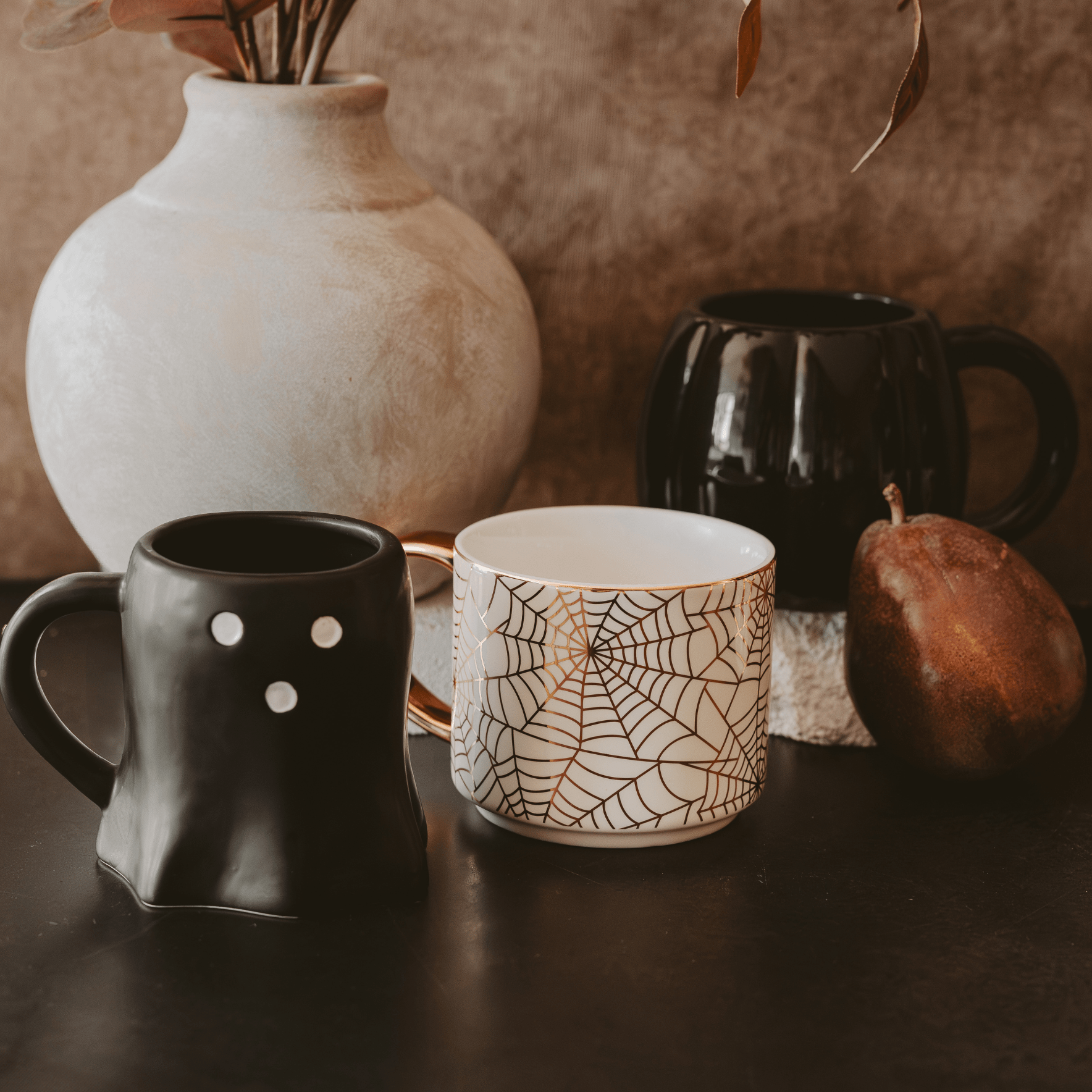 Taza de café con figura de calabaza negra de 500 ml