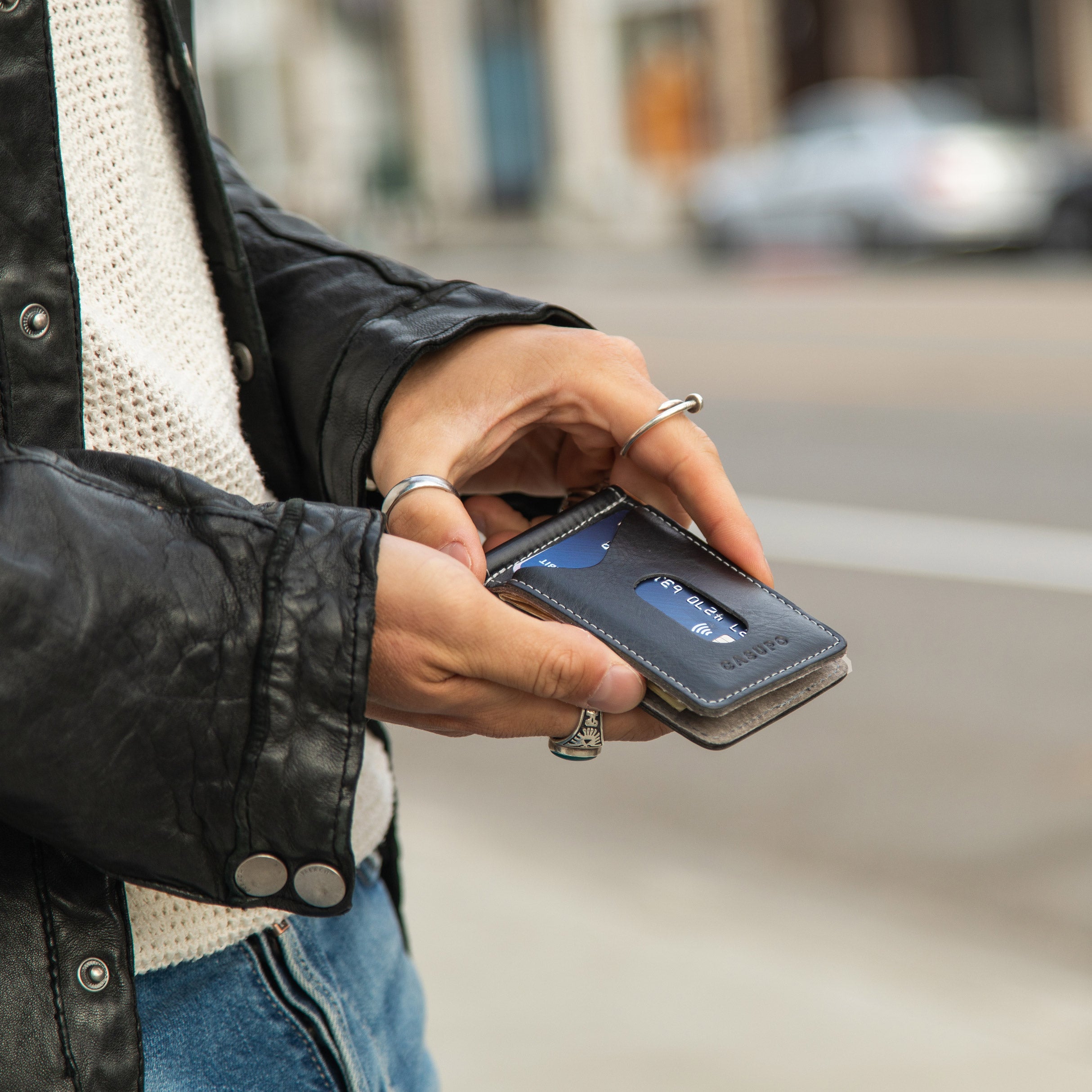 Billetera con clip para billetes - Negra