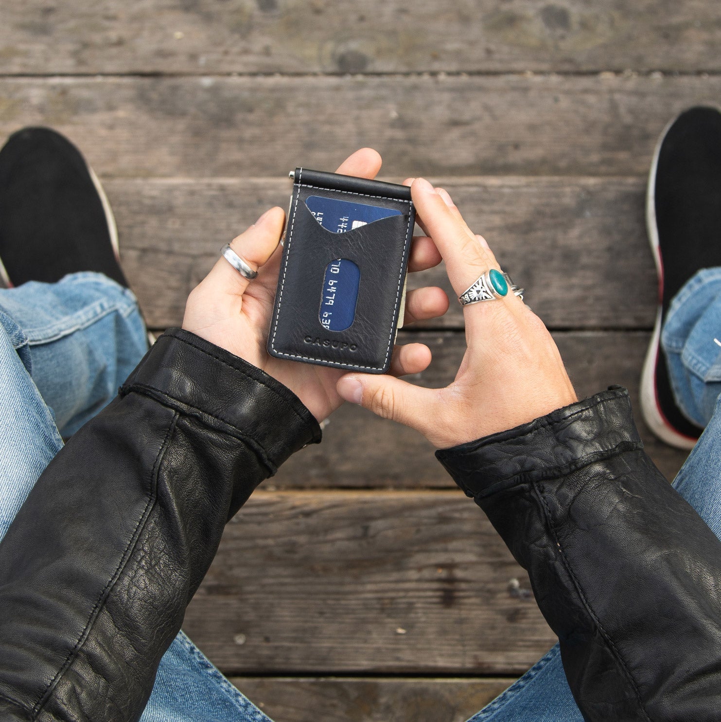 Billetera con clip para billetes - Negra