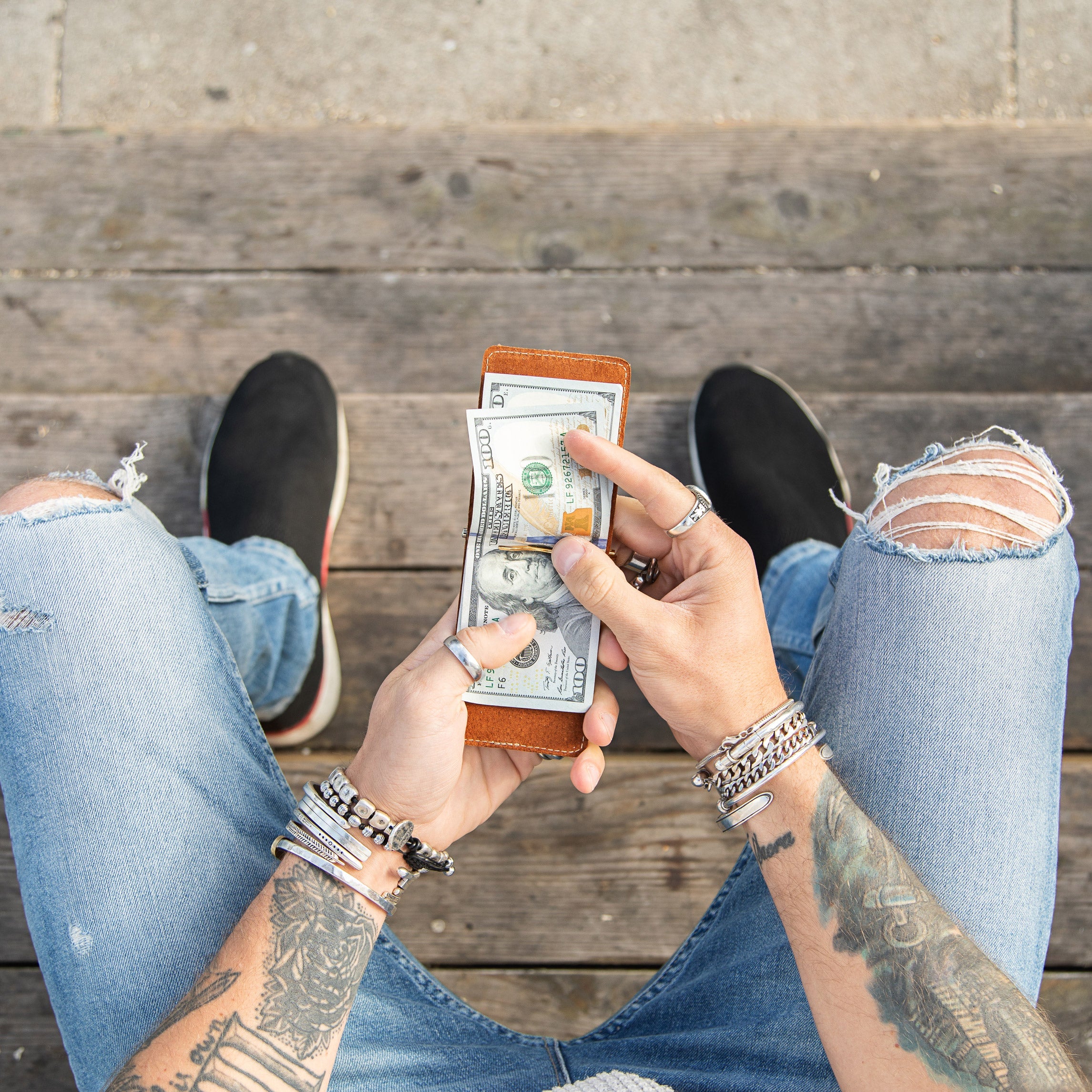 Billetera con clip para billetes - Chocolate