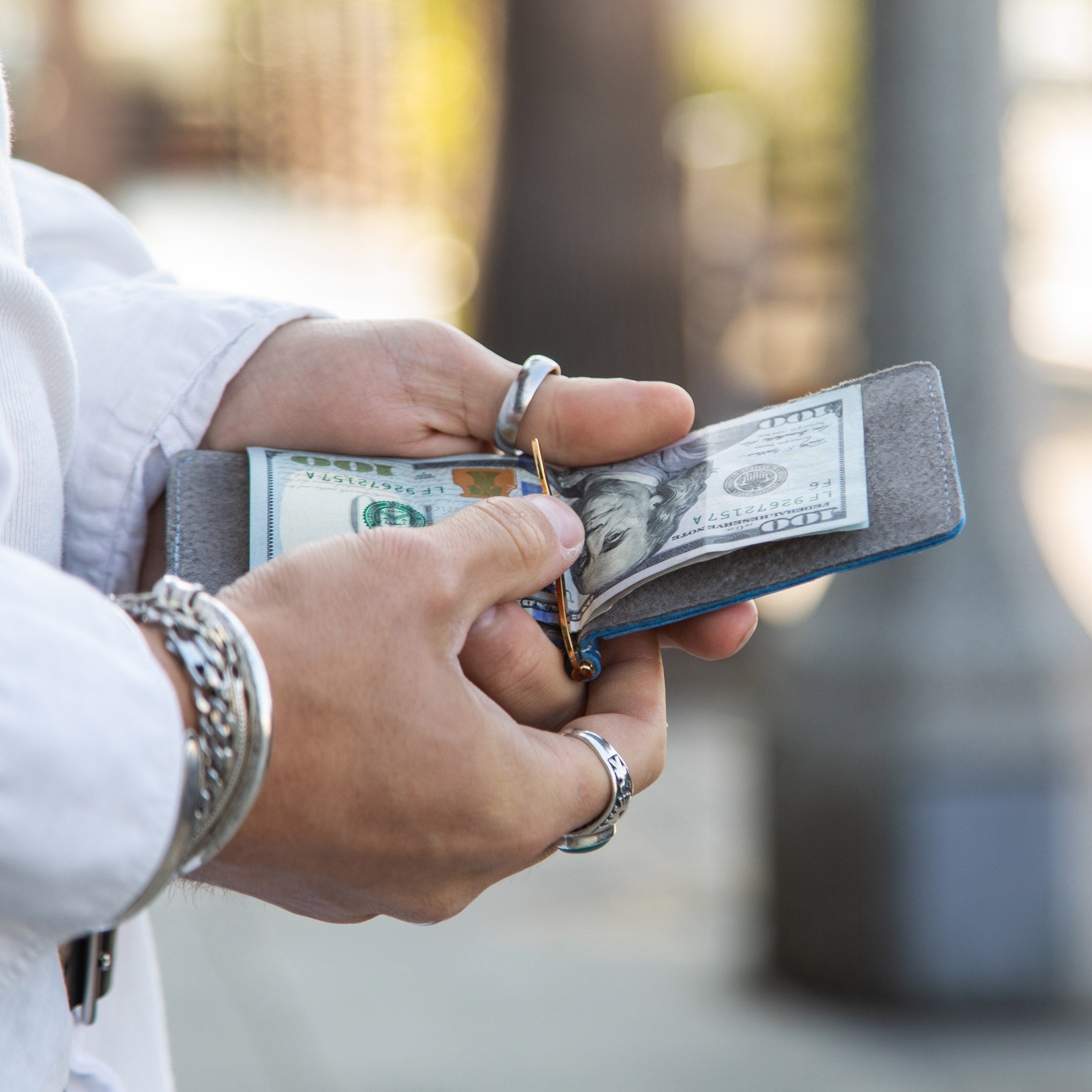 Billetera con clip para billetes - Cobalto