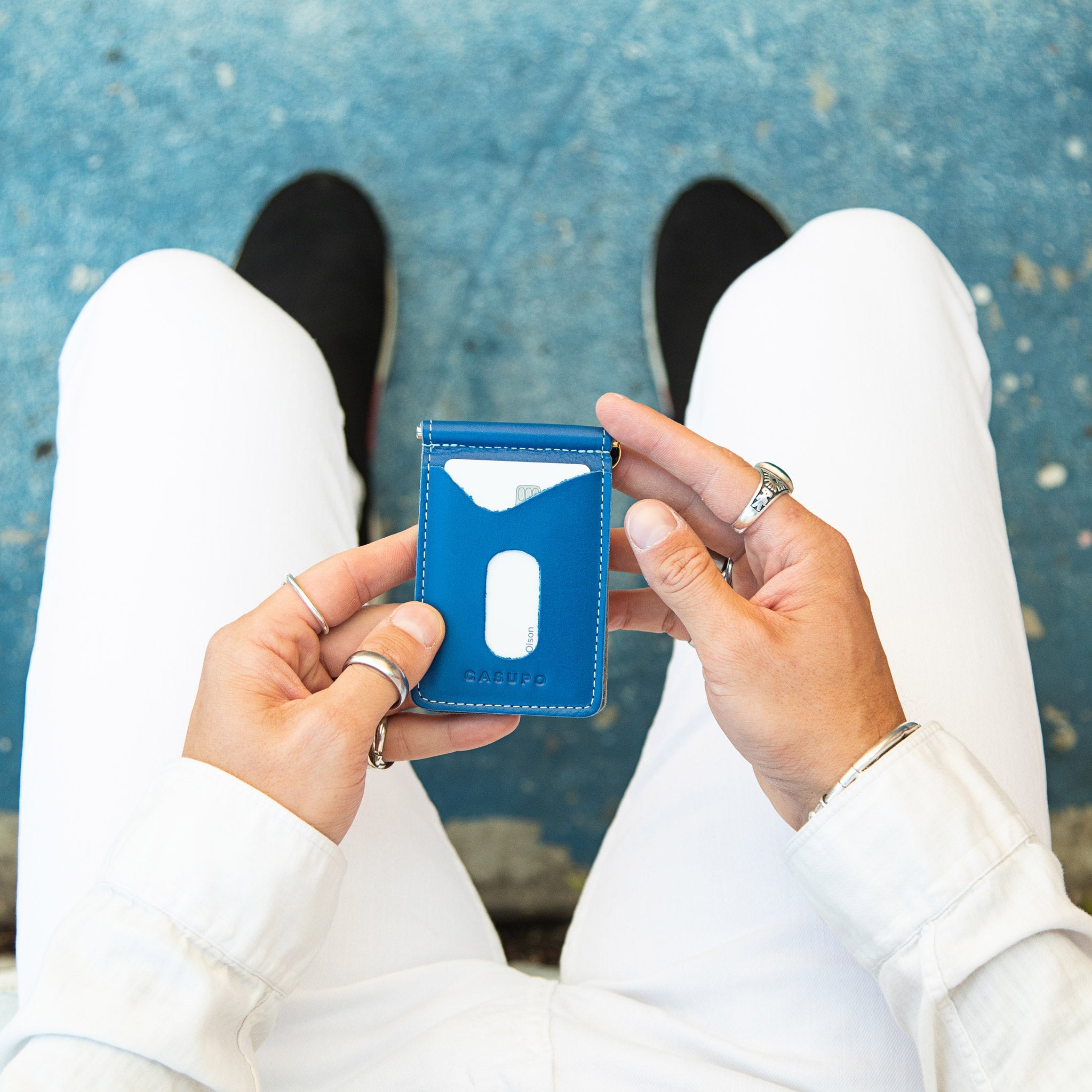 Billetera con clip para billetes - Cobalto