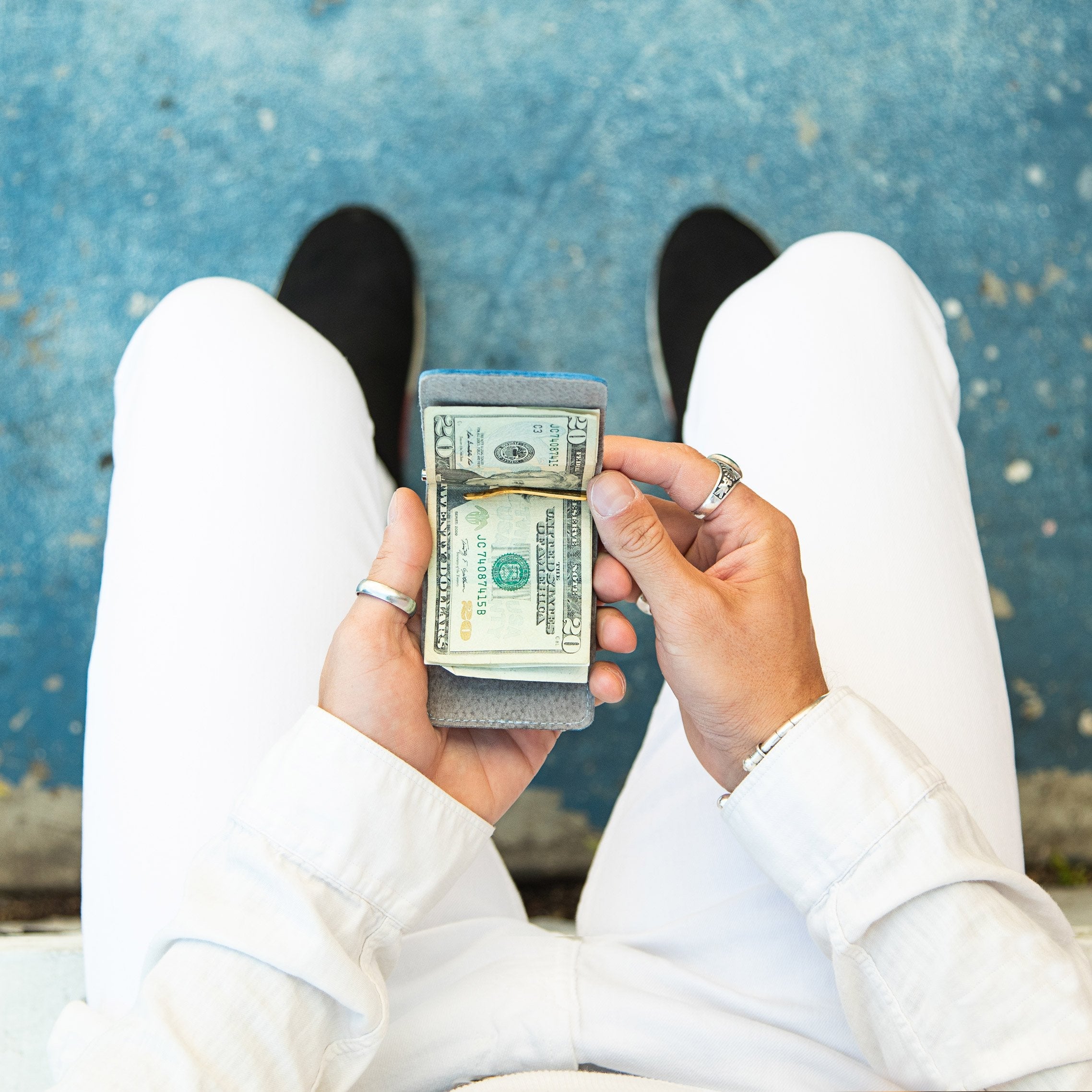 Billetera con clip para billetes - Camuflaje azul