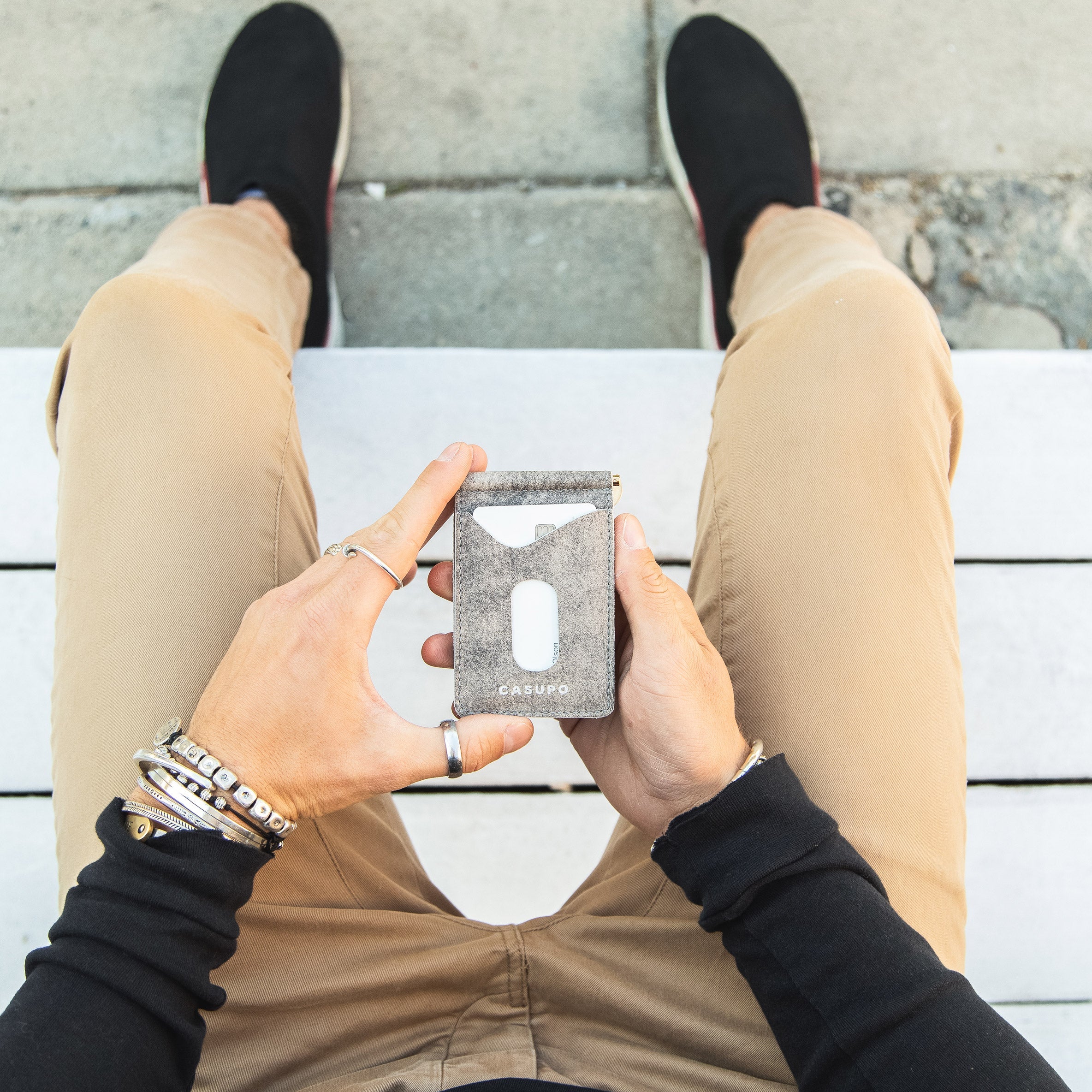 Billetera con clip para billetes - Gris tormenta