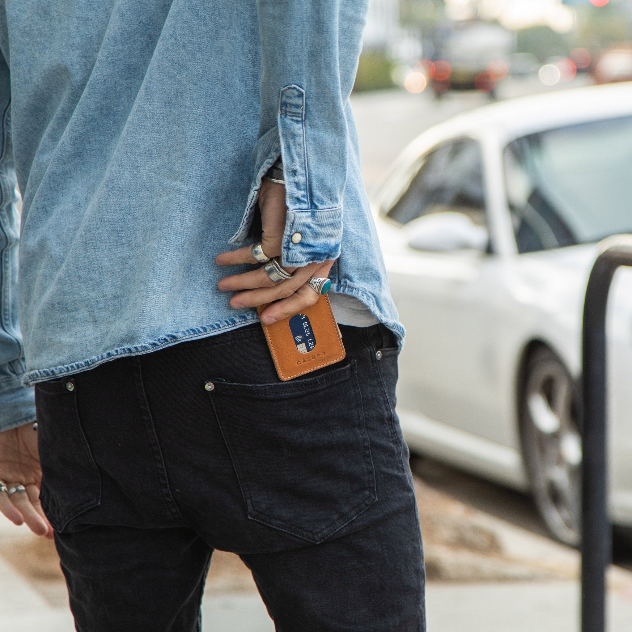 Billetera con clip para billetes - Natural