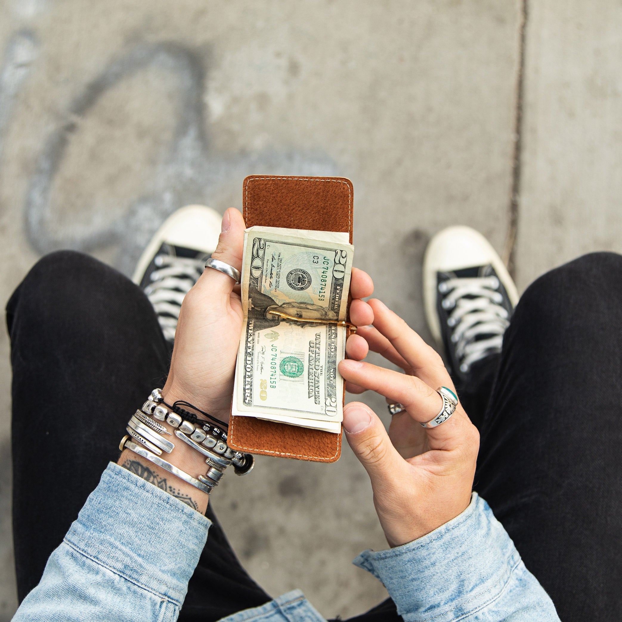 Billetera con clip para billetes - Natural