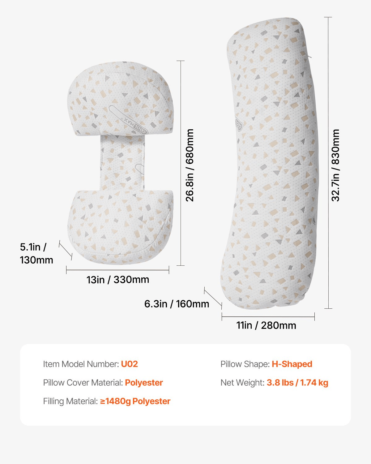 Adjustable Pregnancy Pillow – H-Shaped Support for Restful Sleep