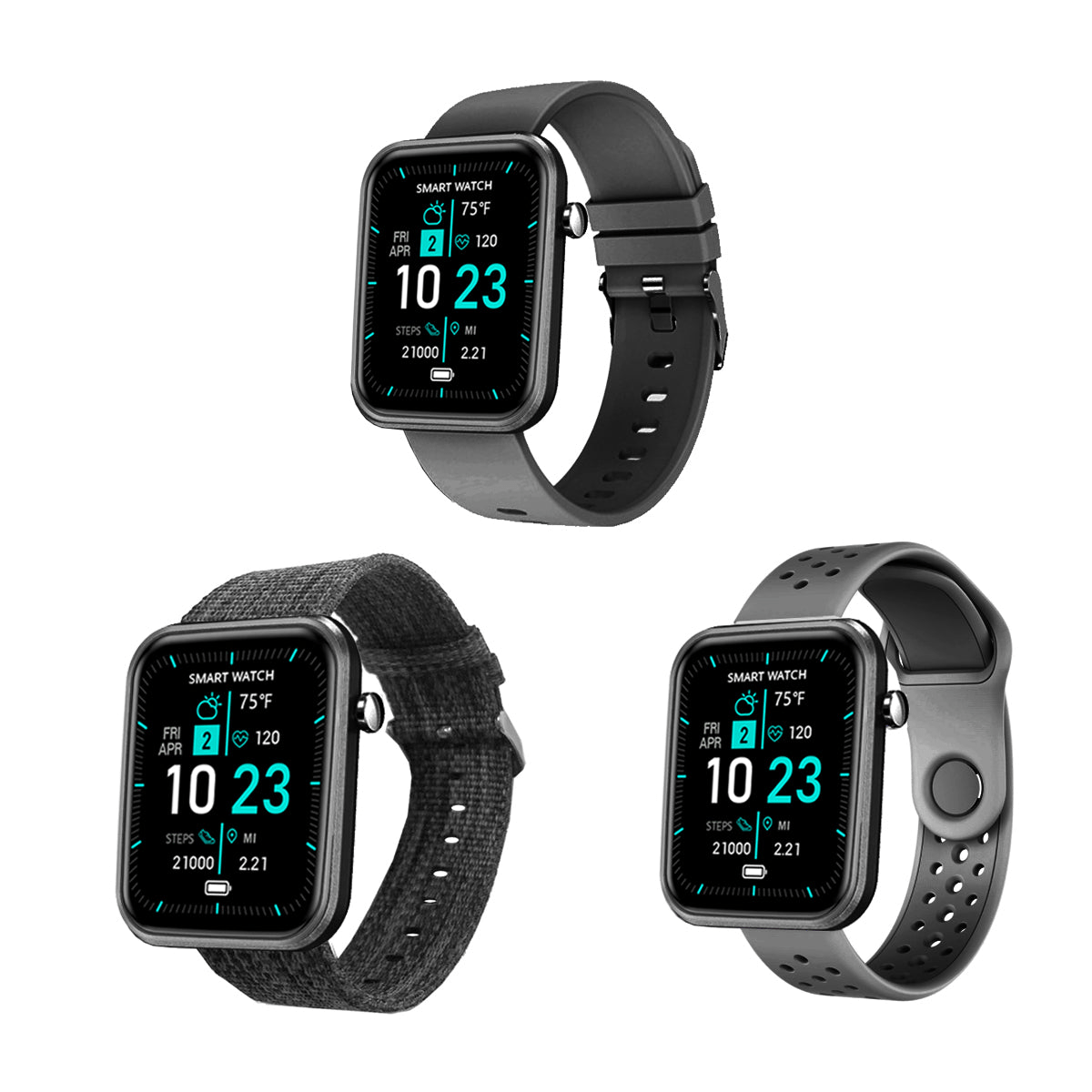 Advanced Smartwatch with Three Interchangeable Bands – Wellness & Activity Tracker