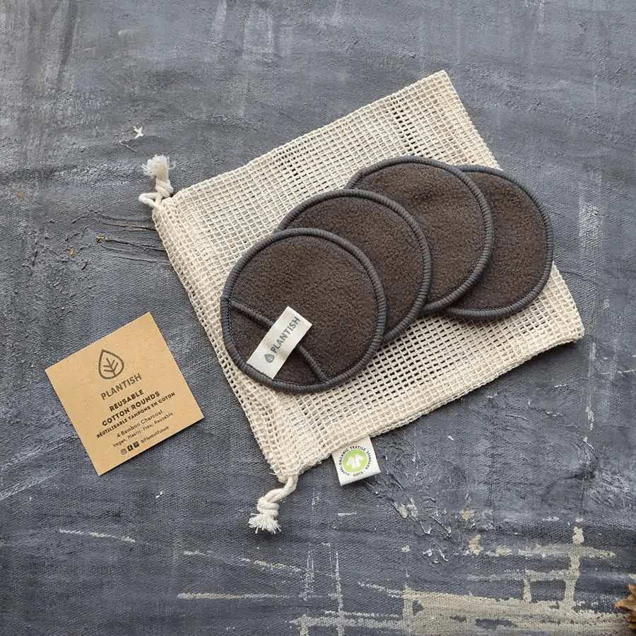 Bamboo Charcoal Cotton Rounds with Wash Bag | Reusable Makeup Pads