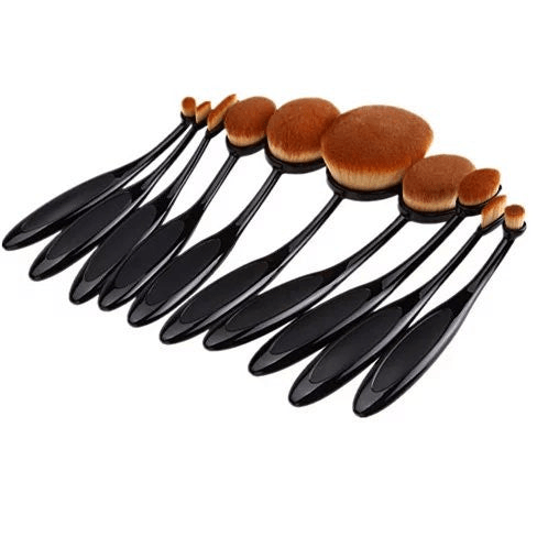 Beauty Experts Set of 10 Oval Beauty Brushes – Elevate Your Makeup Routine