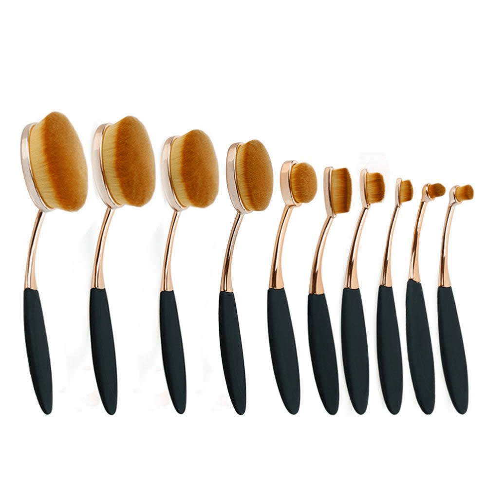 Beauty Experts Set of 10 Oval Beauty Brushes – Elevate Your Makeup Routine