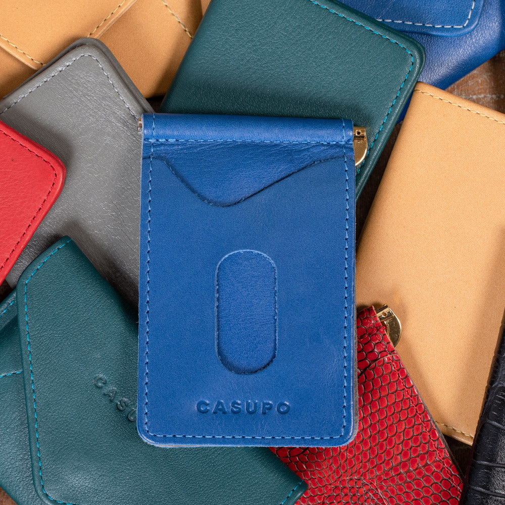 Billetera con clip para billetes - Cobalto