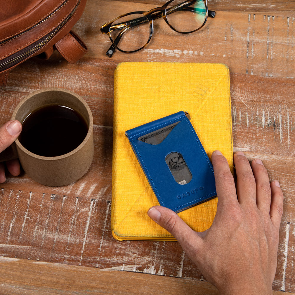 Billetera con clip para billetes - Cobalto