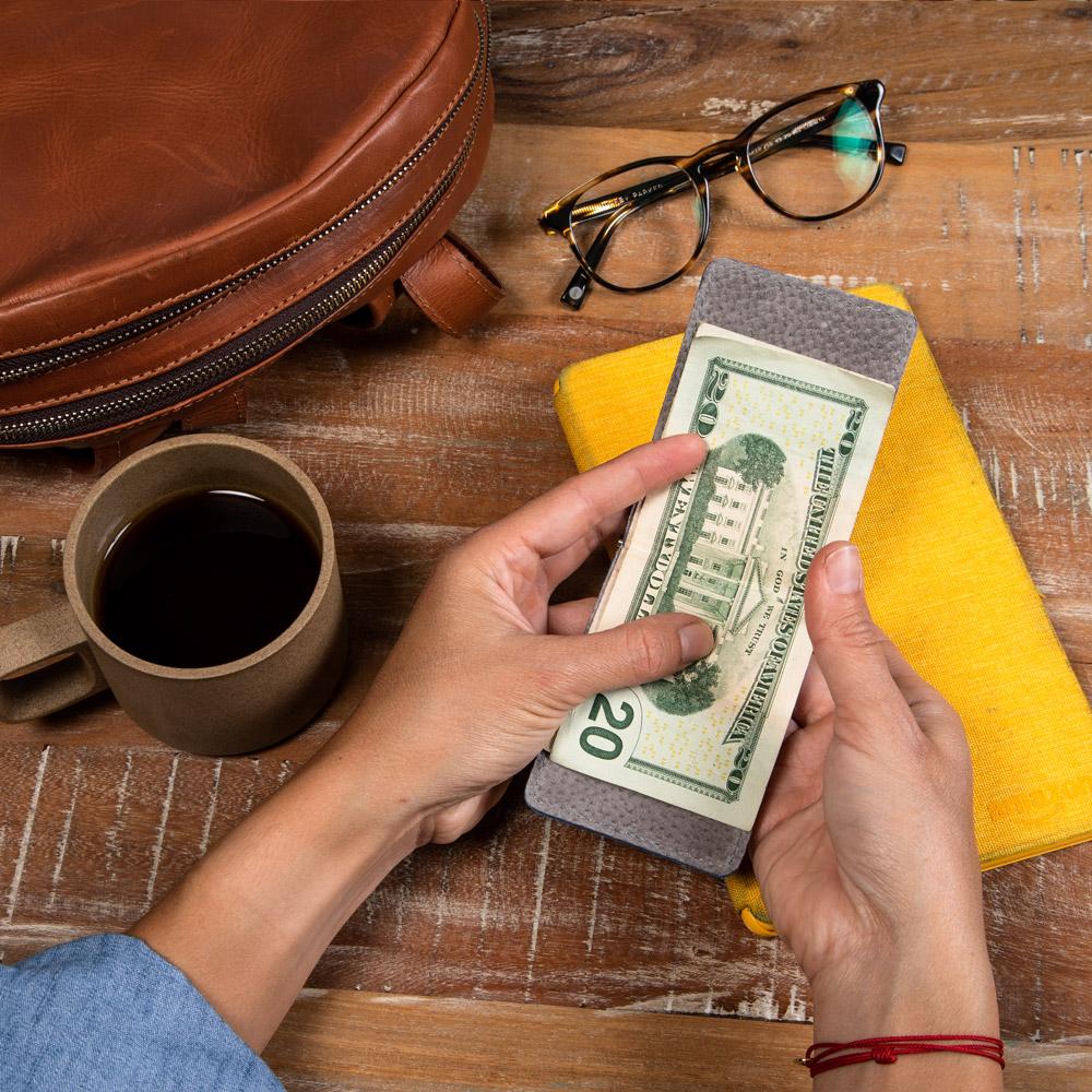 Billetera con clip para billetes - Camuflaje azul