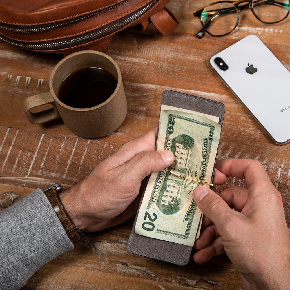 Billetera con clip para billetes - Gris tormenta