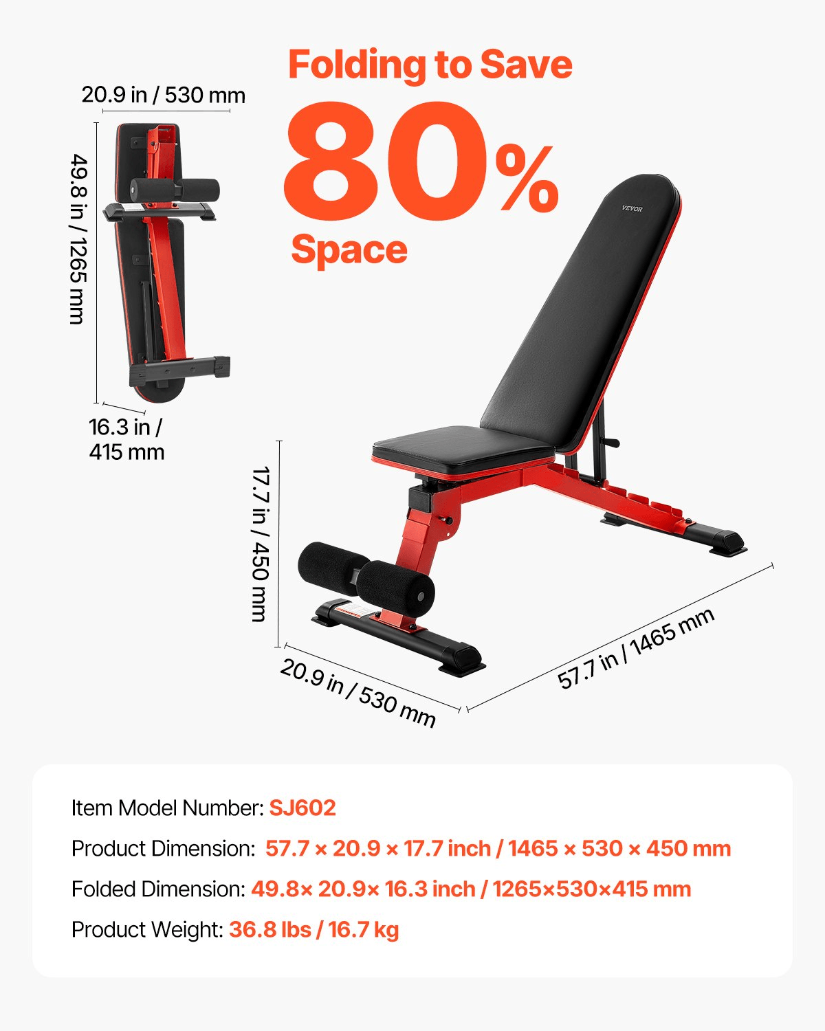 Adjustable Weight Bench for Home Gym, Heavy-Duty Foldable