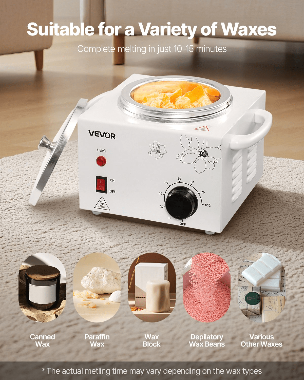 VEVOR Single Wax Warmer 600ML Professional Waxing Heater Pot for Hair Removal