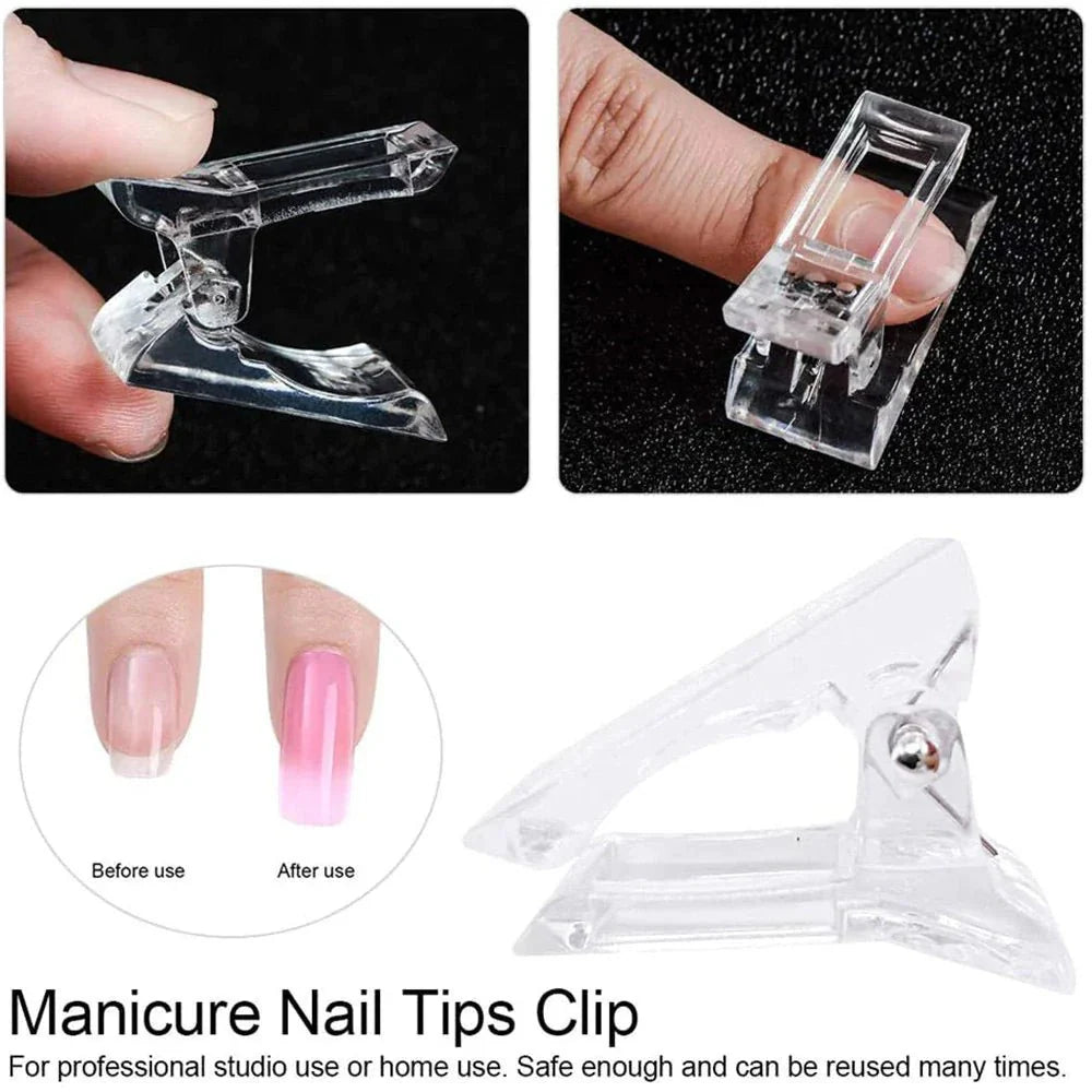 10-Piece Nail Tips Clip Set - Quick Poly Gel Extension Clamps