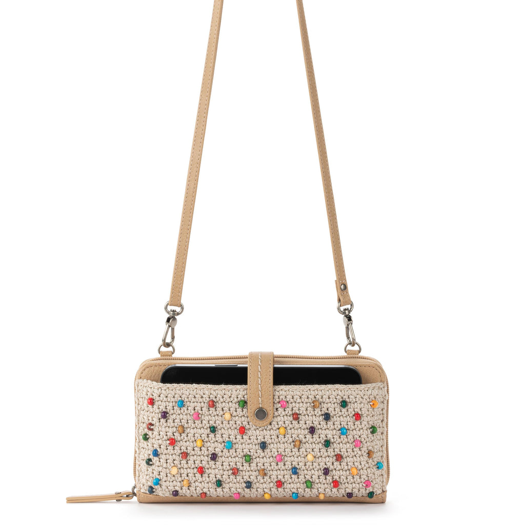 Iris Smartphone Wallet - Hand Crochet - Ecru Multi Beads