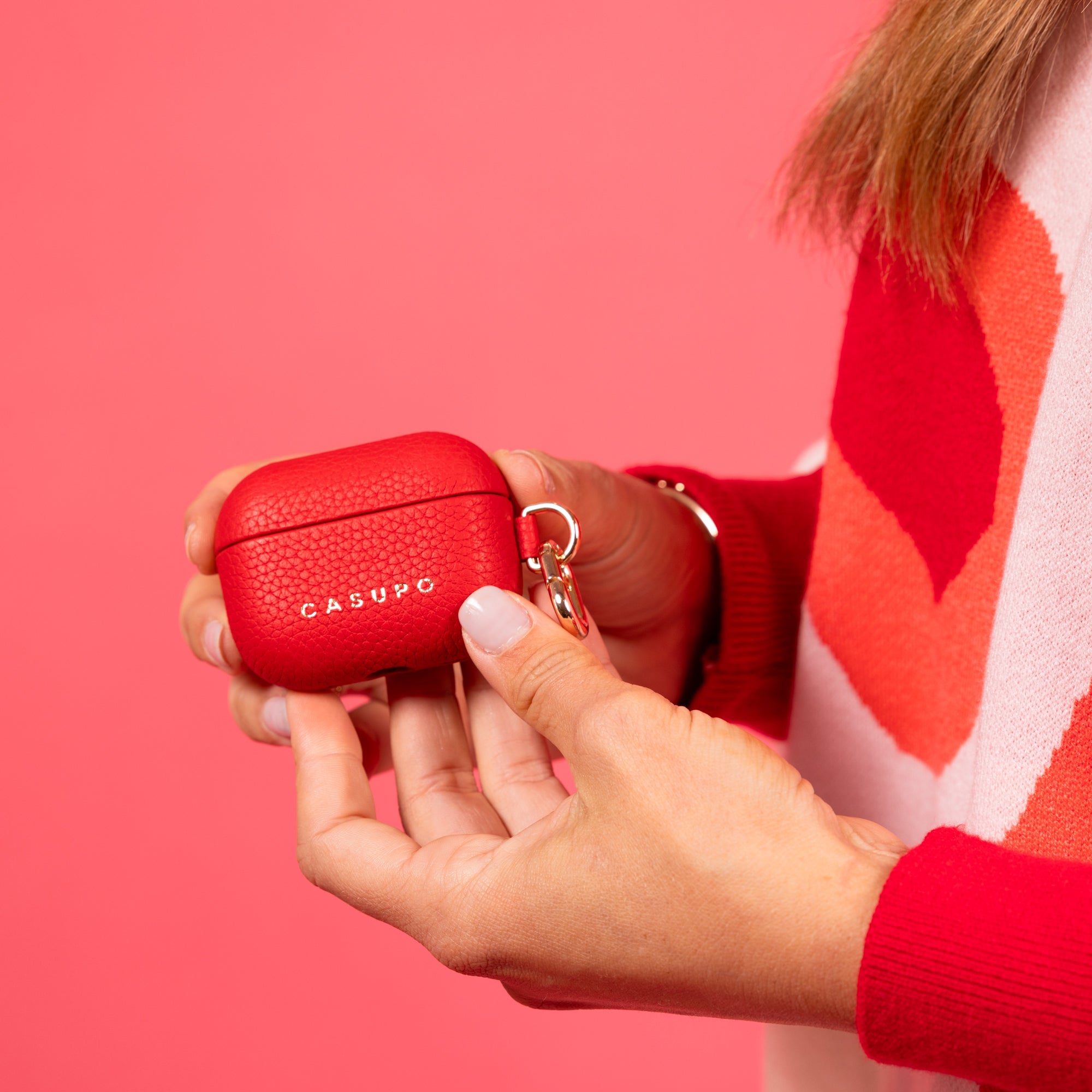 Funda de cuero para Airpods - Roja