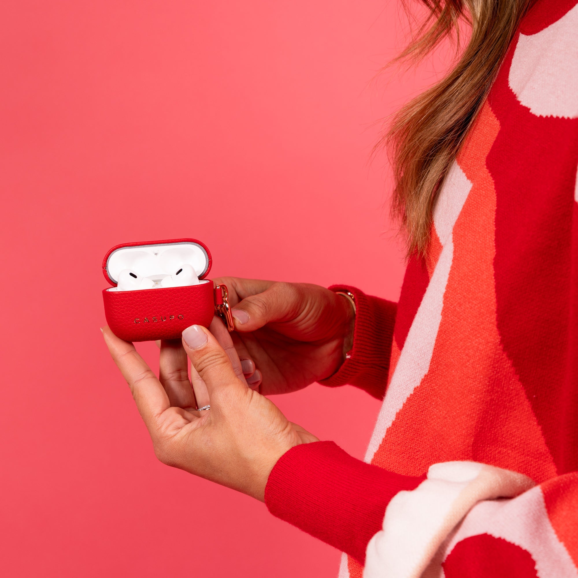 Funda de cuero para Airpods - Roja