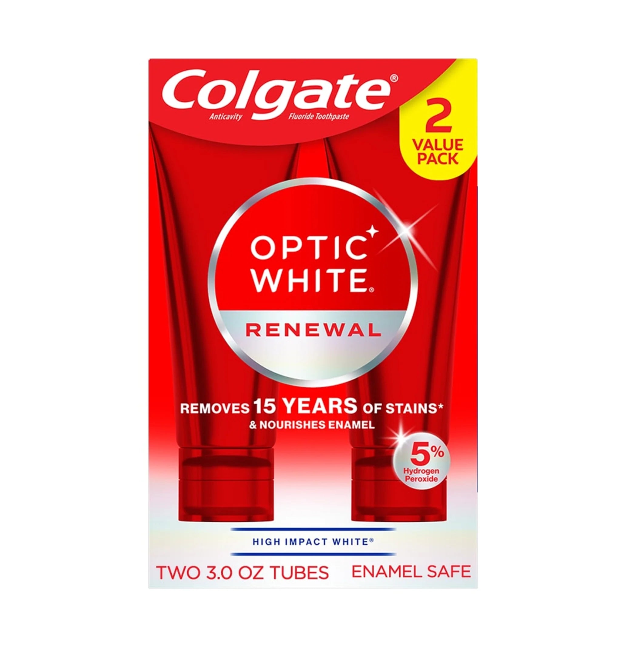 Pasta dental blanqueadora Colgate Optic White Renewal Menta (paquete de 2) - Nueva