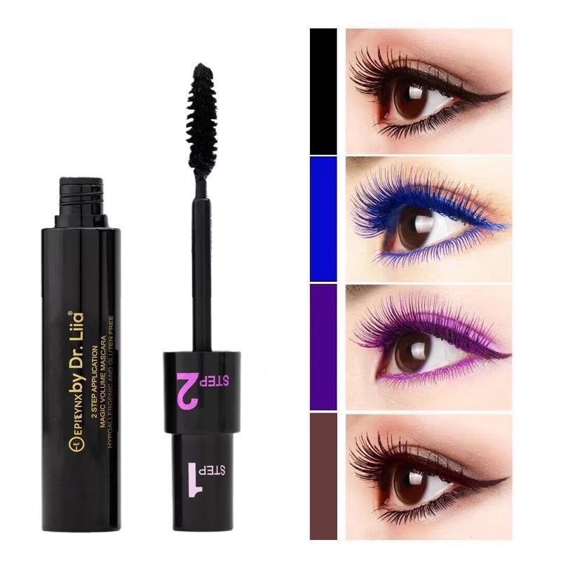 Máscara de pestañas perfecta marrón, azul, morada y negra: longitud y volumen