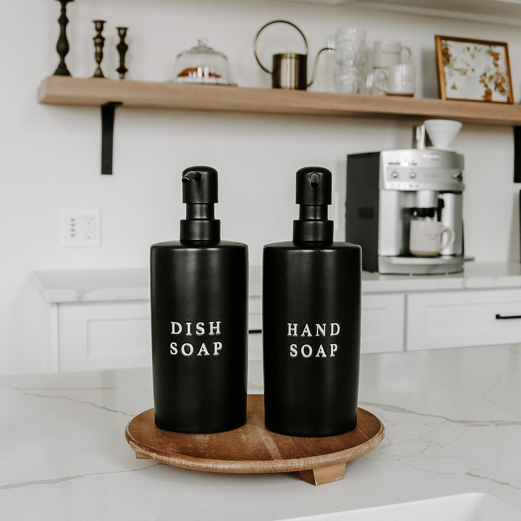 Dispensador de jabón de manos de cerámica negra de 15 oz