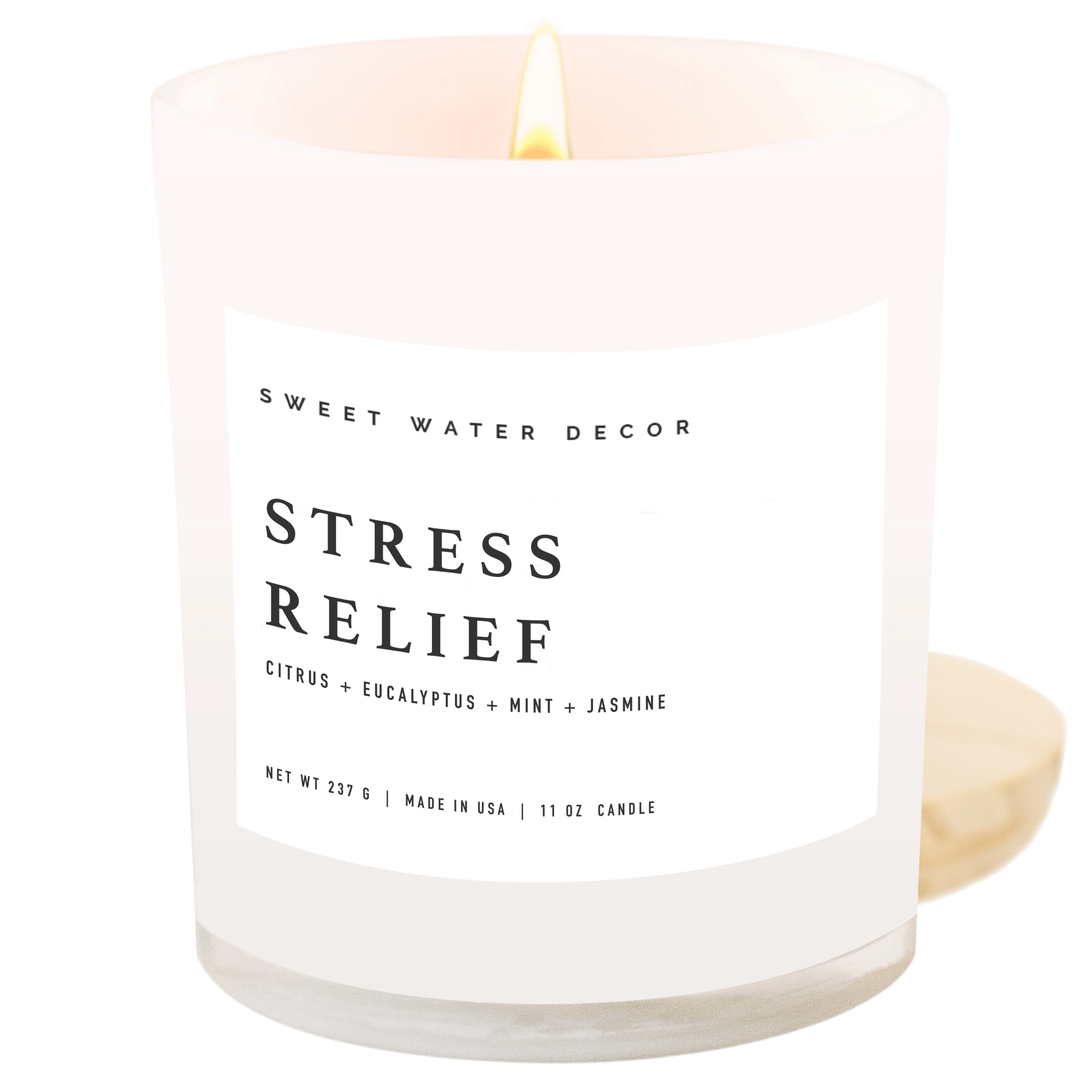 Stress Relief Soy Candle - White Jar - 11 oz
