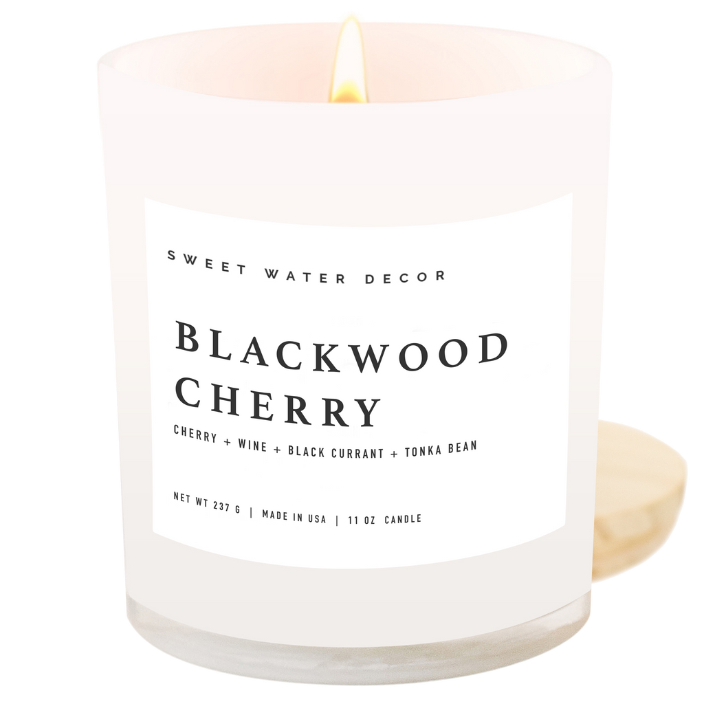 Blackwood Cherry Soy Candle - White Jar - 11 oz
