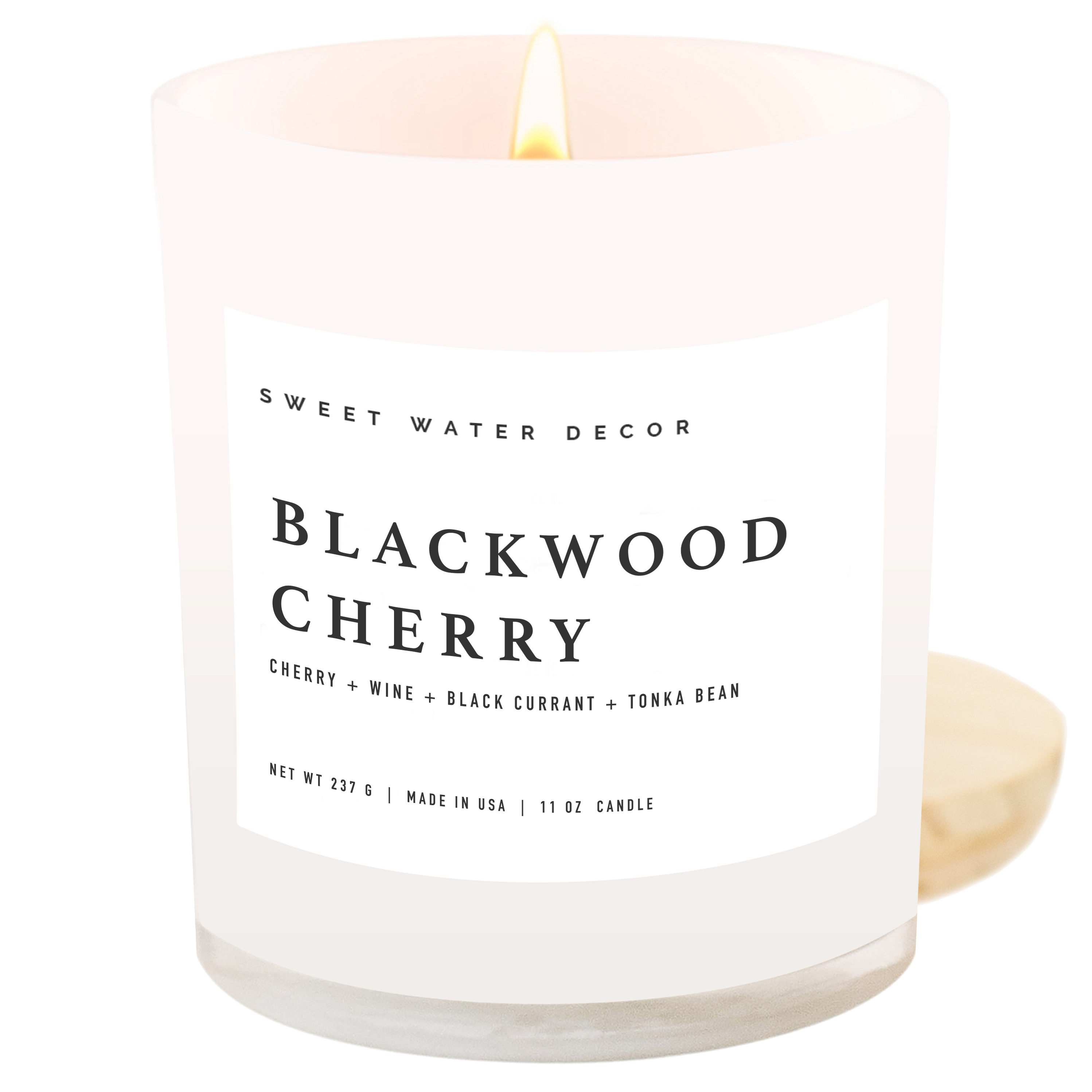 Blackwood Cherry Soy Candle - White Jar - 11 oz