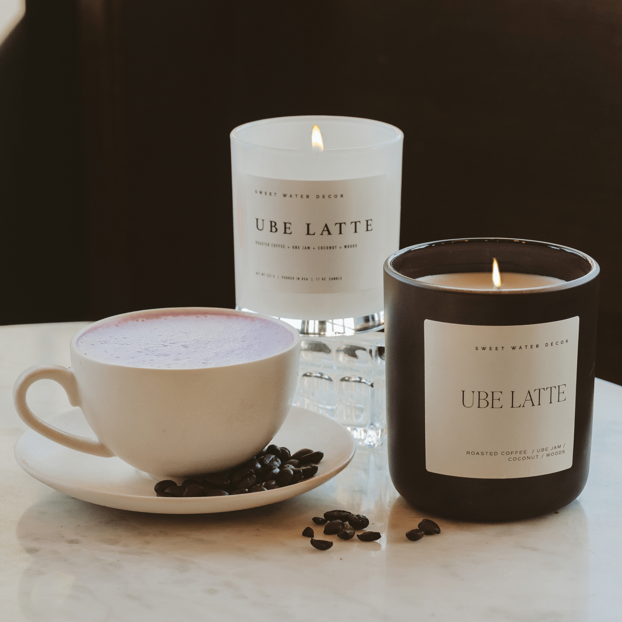Ube Latte Soy Candle - Brown Matte Jar - 15 oz