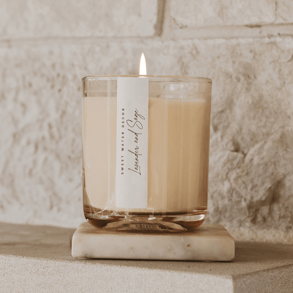 Lavender and Sage Soy Candle - Tinted Glass Jar - 12 oz