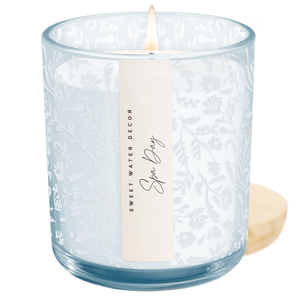 Spa Day Soy Candle - Blue Tinted Glass Jar - 12 oz