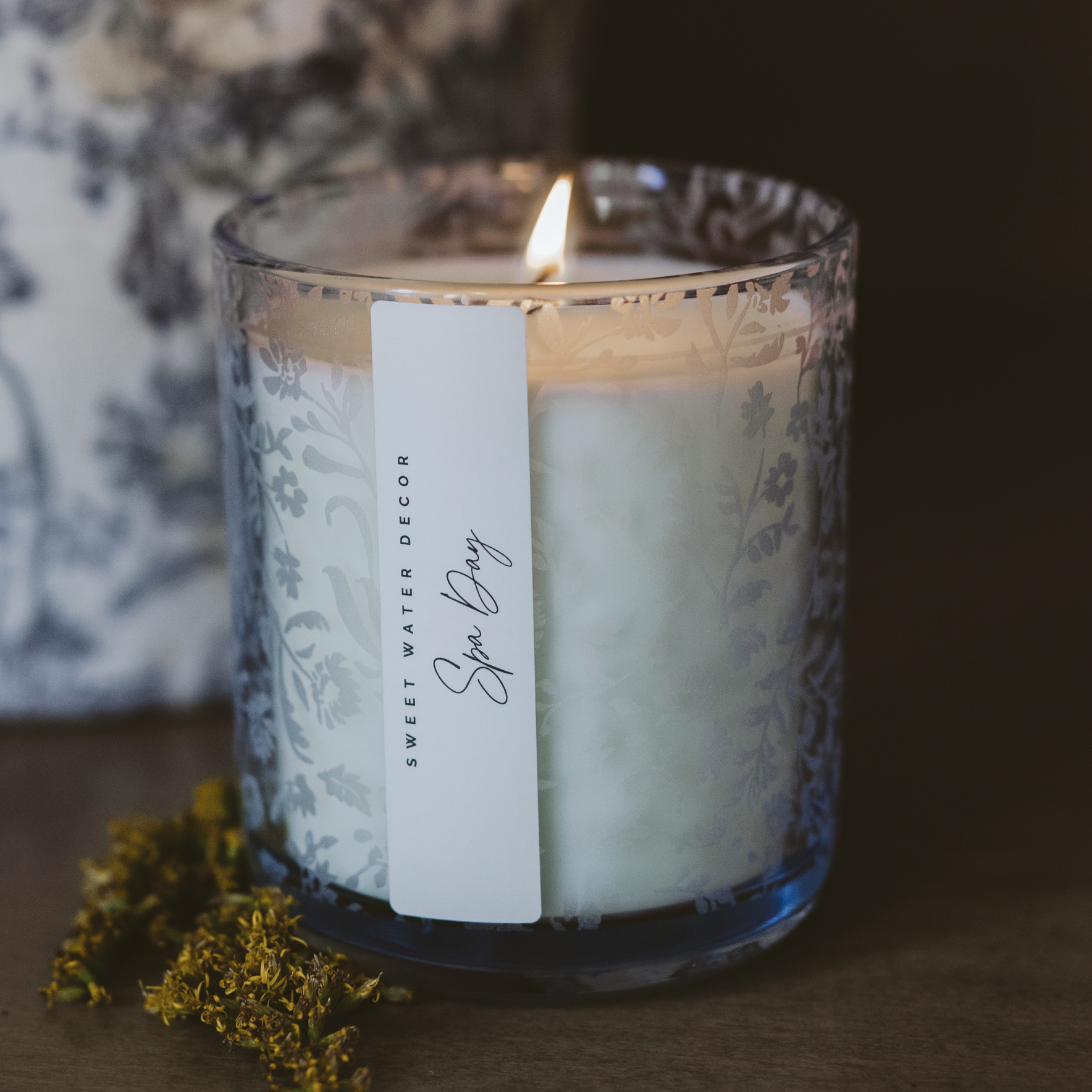 Spa Day Soy Candle - Blue Tinted Glass Jar - 12 oz