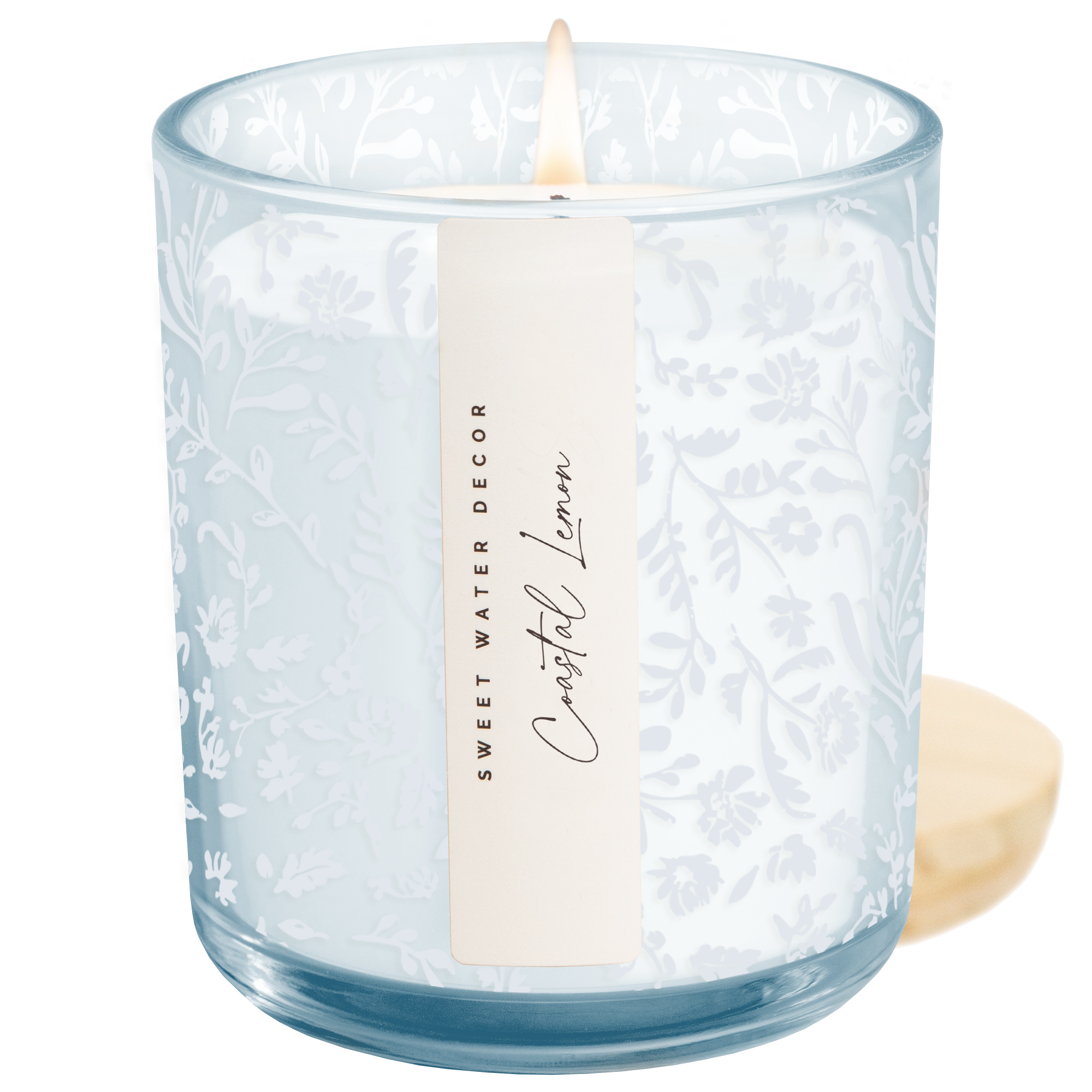 Coastal Lemon Soy Candle - Blue Tinted Glass Jar - 12 oz
