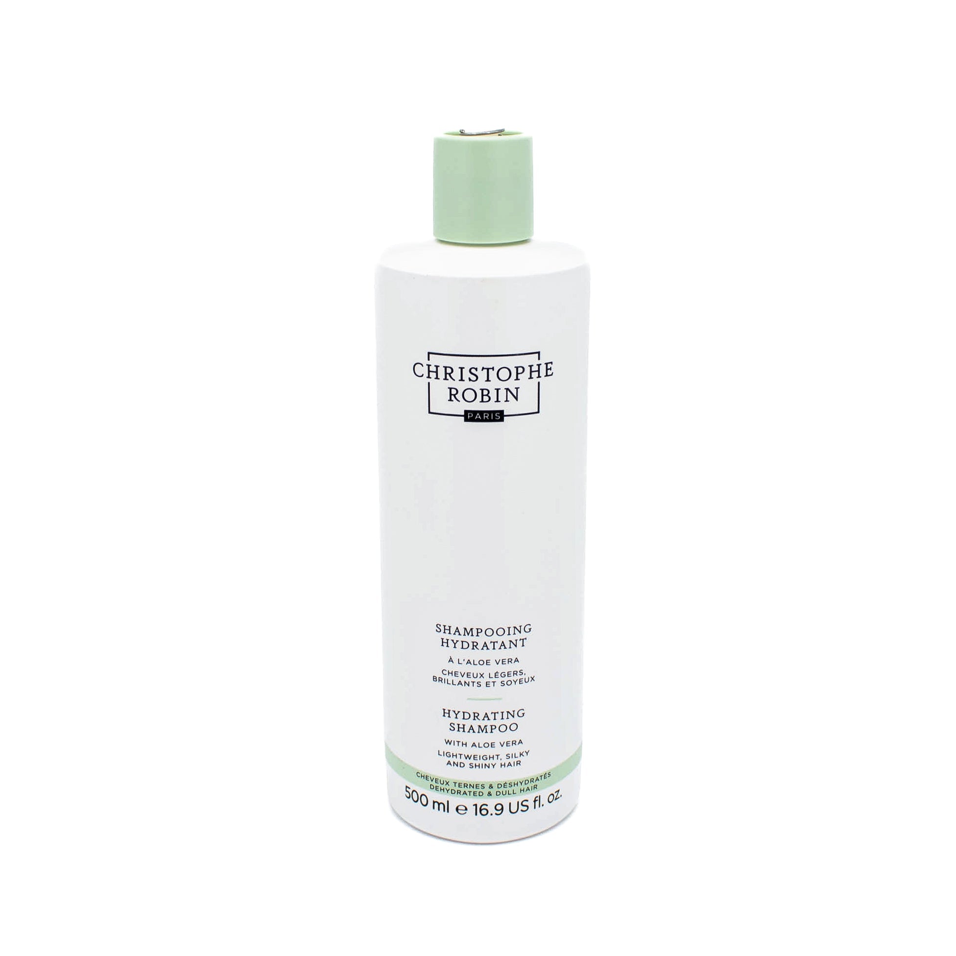 Champú hidratante con aloe vera CHRISTOPHE ROBIN, 500 ml (16.9 oz) - Sin dosificador