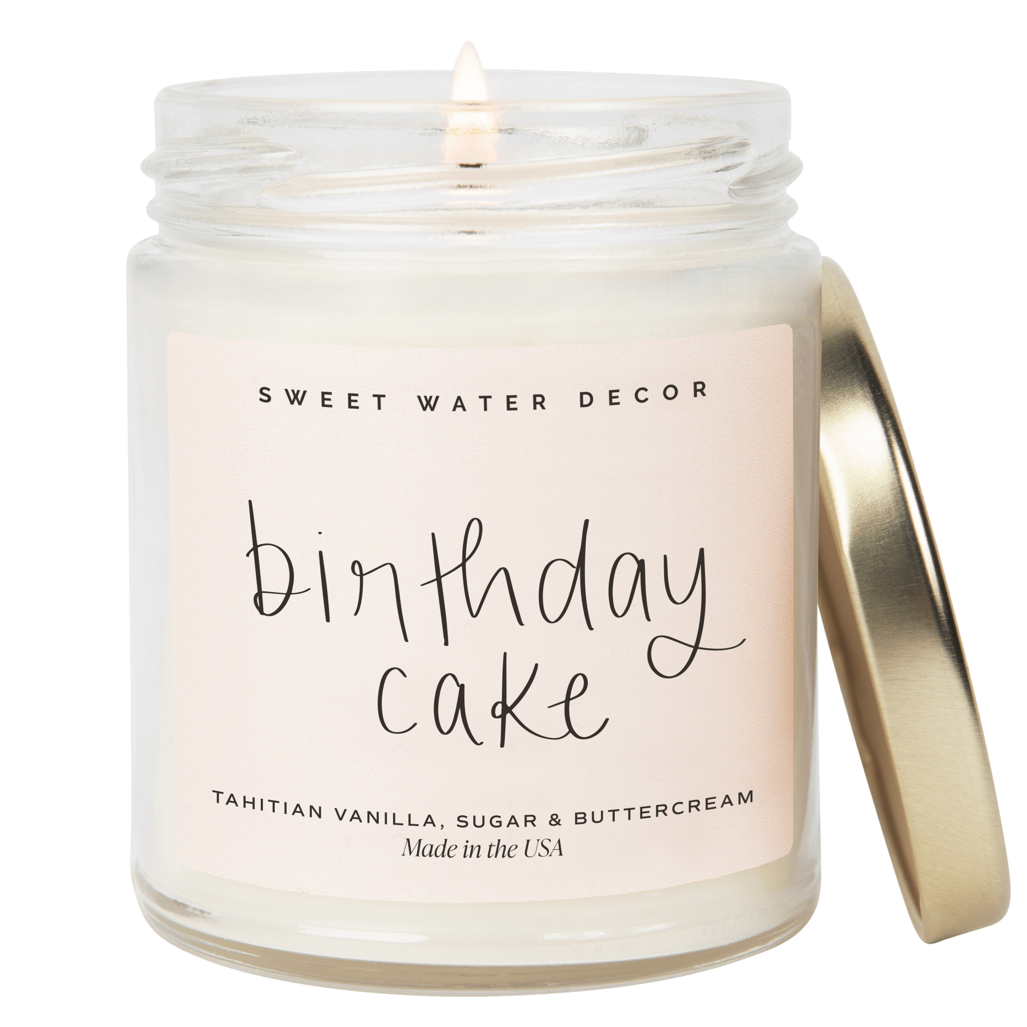 Vela de soja con forma de pastel de cumpleaños - Tarro transparente - 250 g
