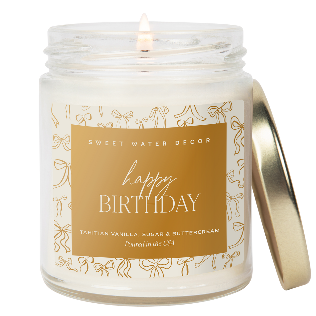Happy Birthday Soy Candle - Clear Patterned Jar - 9 oz