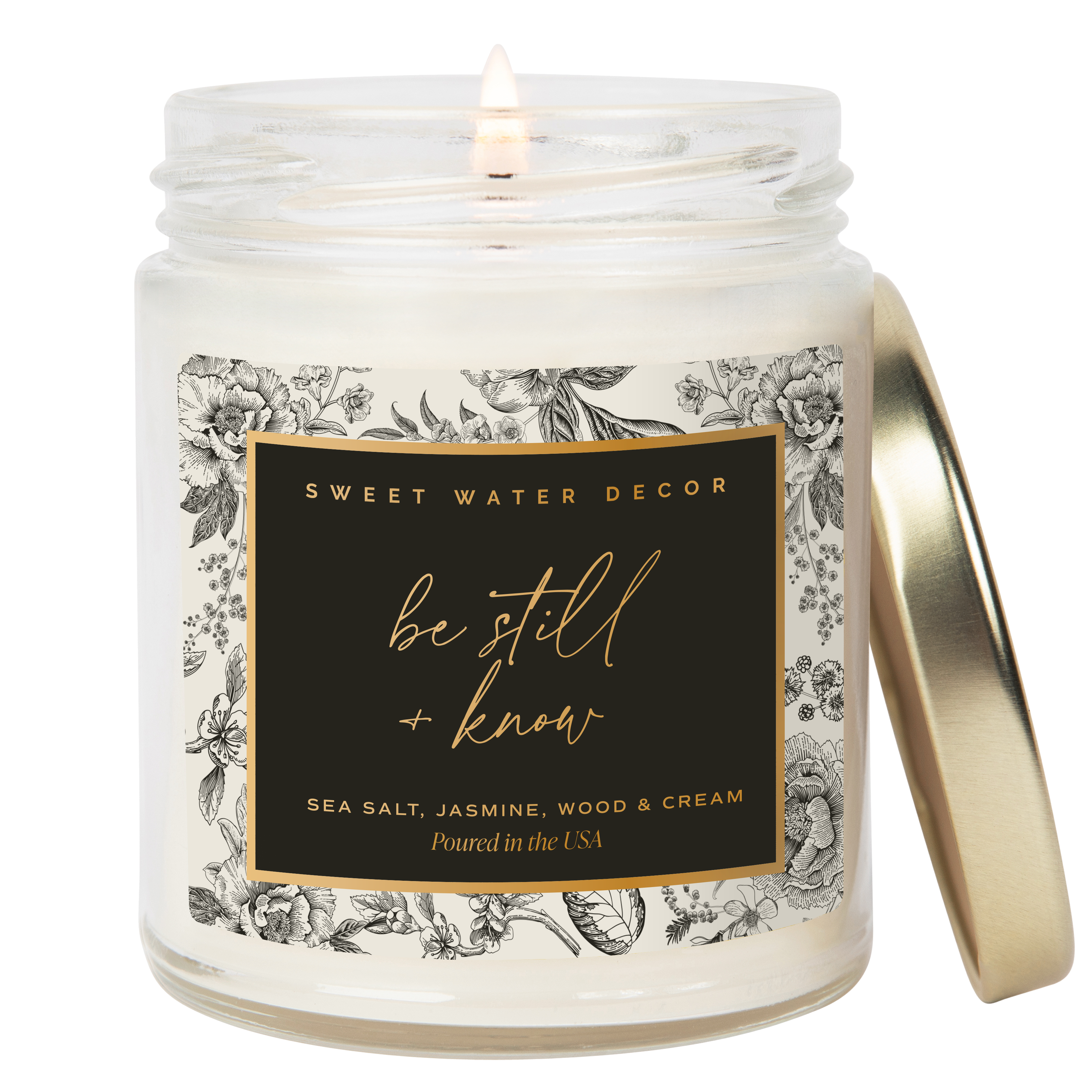 Be Still and Know Soy Candle - Clear Patterned Jar - 9 oz